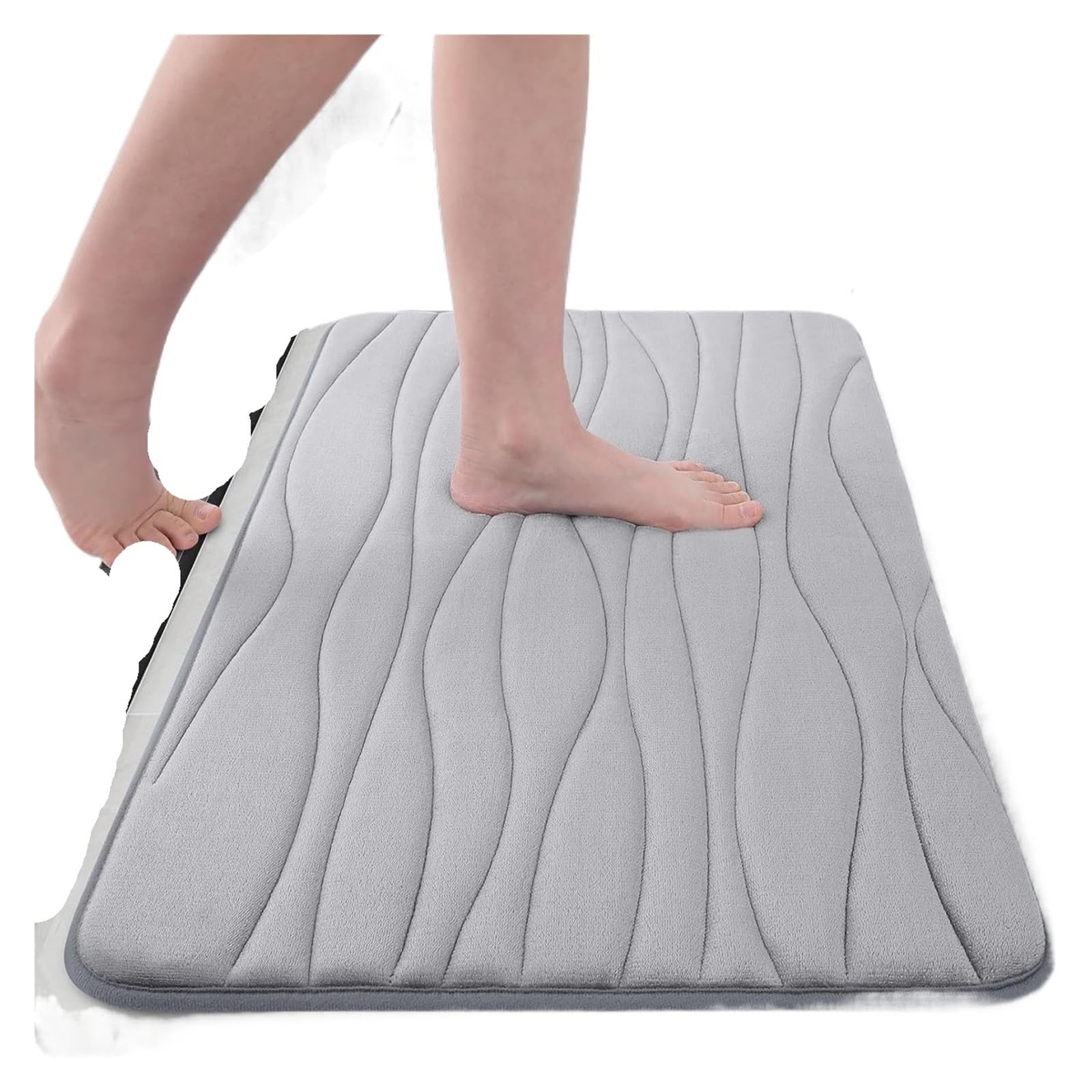 Tappeto da Bagno Morbido Assorbente in Memory Foam, Spesso, in Velluto Corallo, Antiscivolo, for Il Bagno(Gray,50x80cm)