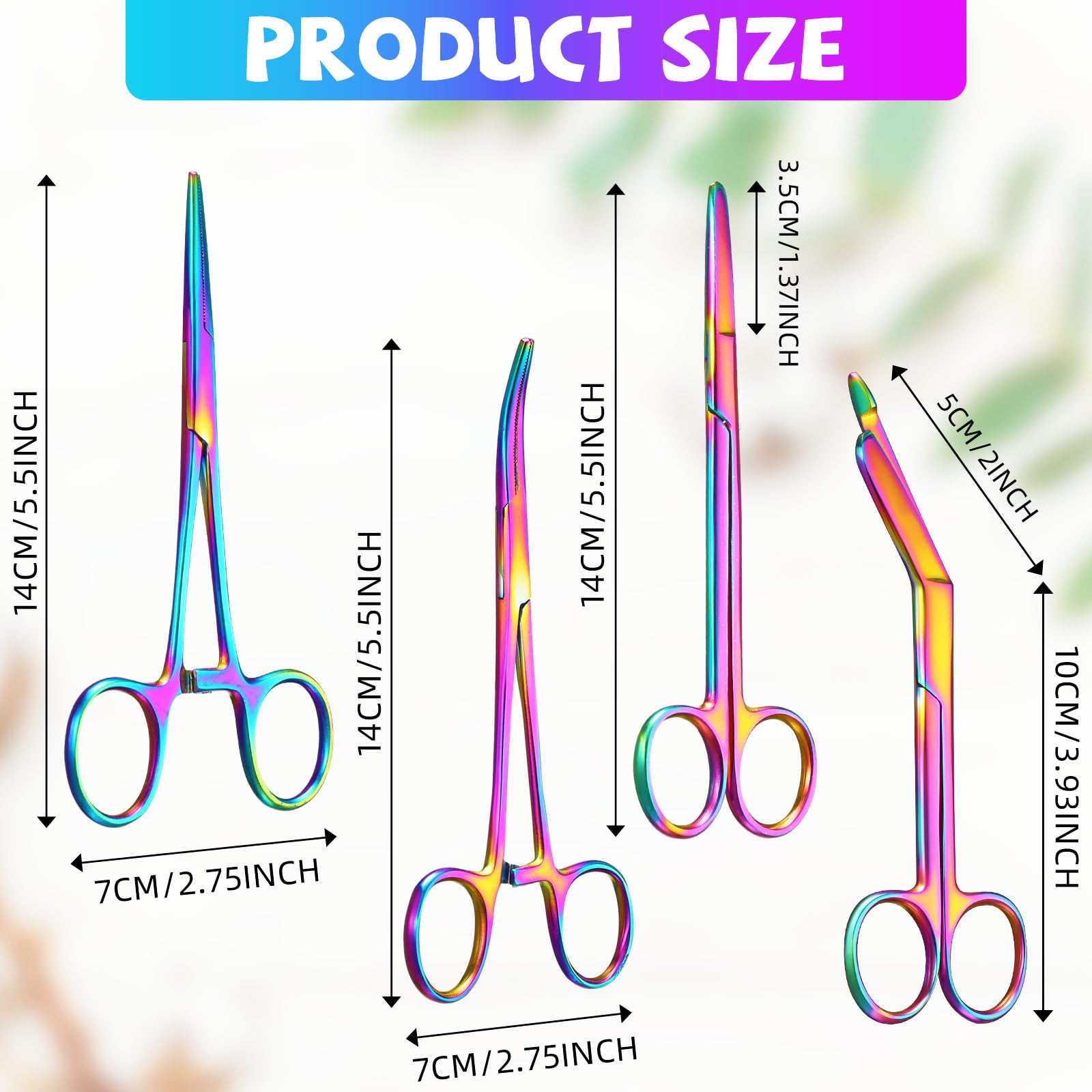 BBTO 4 Pcs Hemostat Forceps Curved Straight, Piercing Pliers,Colorful — Amazon image 4