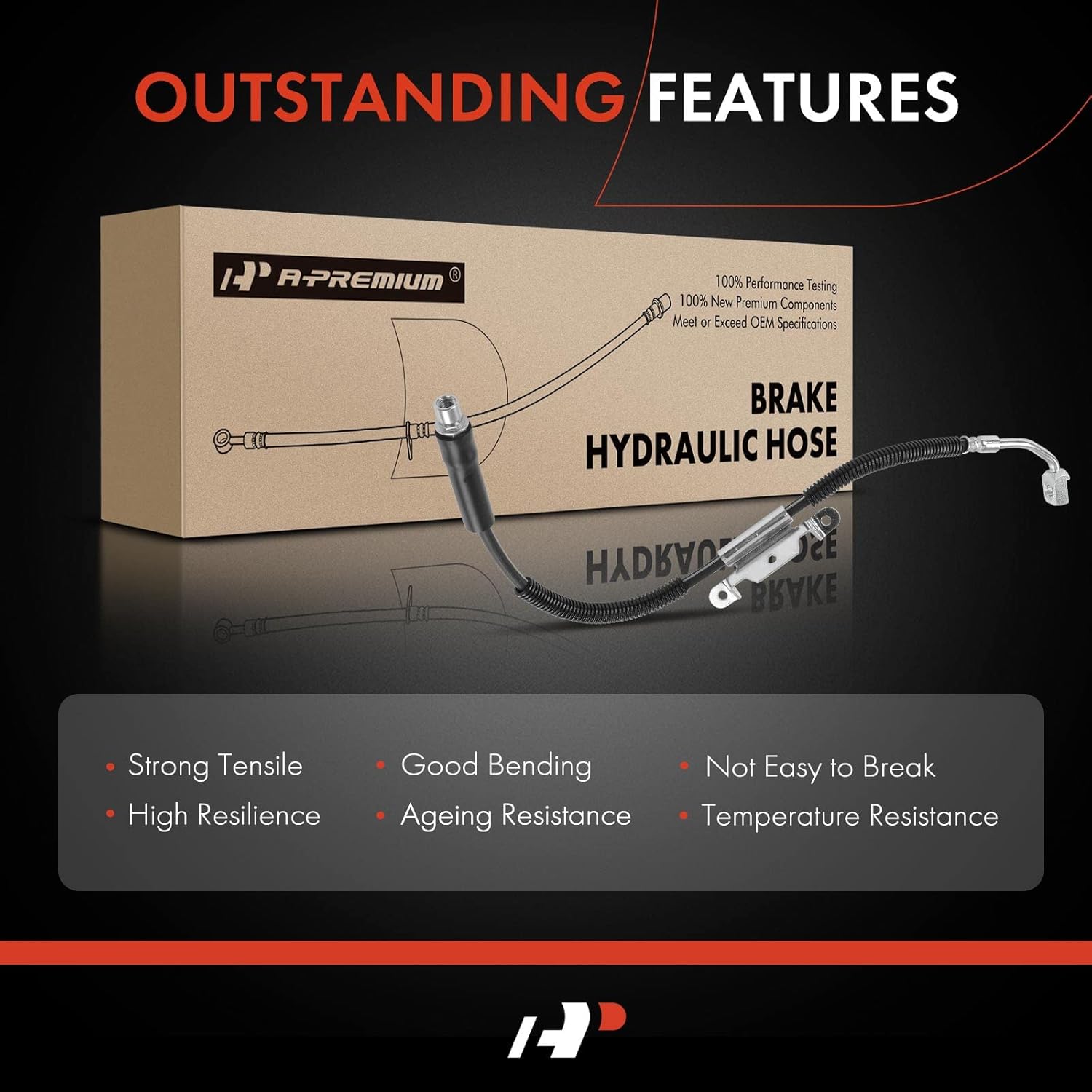 A-Premium Front Driver Brake Hydraulic Hose Compatible with Cadillac Models - STS 2005 2006 2007 2008 2009 2010 2011 - Replace# 15933094