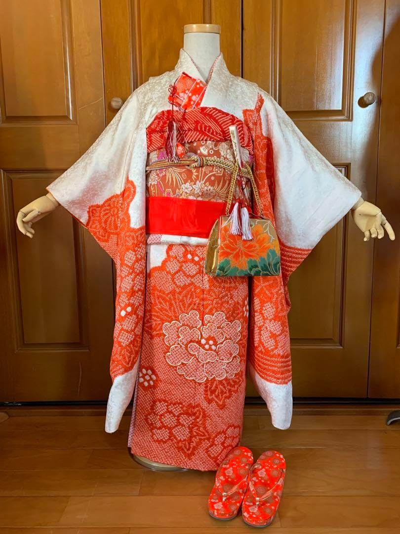 七五三 七歳 正絹絞りの振り袖のコーディネート お着物セット 七五三 7歳の