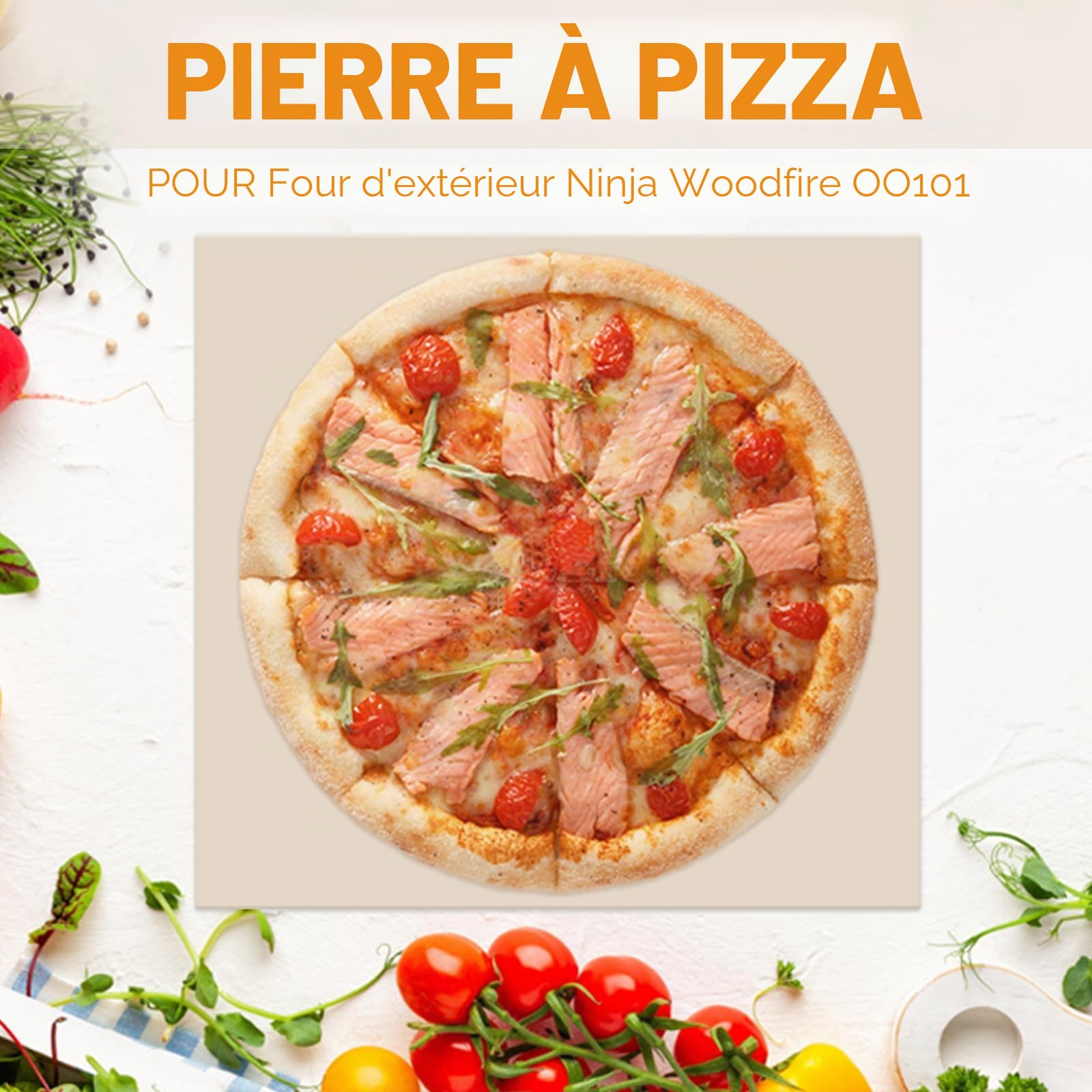 Pierre à pizza dédiée pour four d'extérieur Ninja Woodfire OO101 (série OO100), pierre à pizza en cordiérite entièrement naturelle et résistante spécialement conçue pour Ninja OO101, pierre à