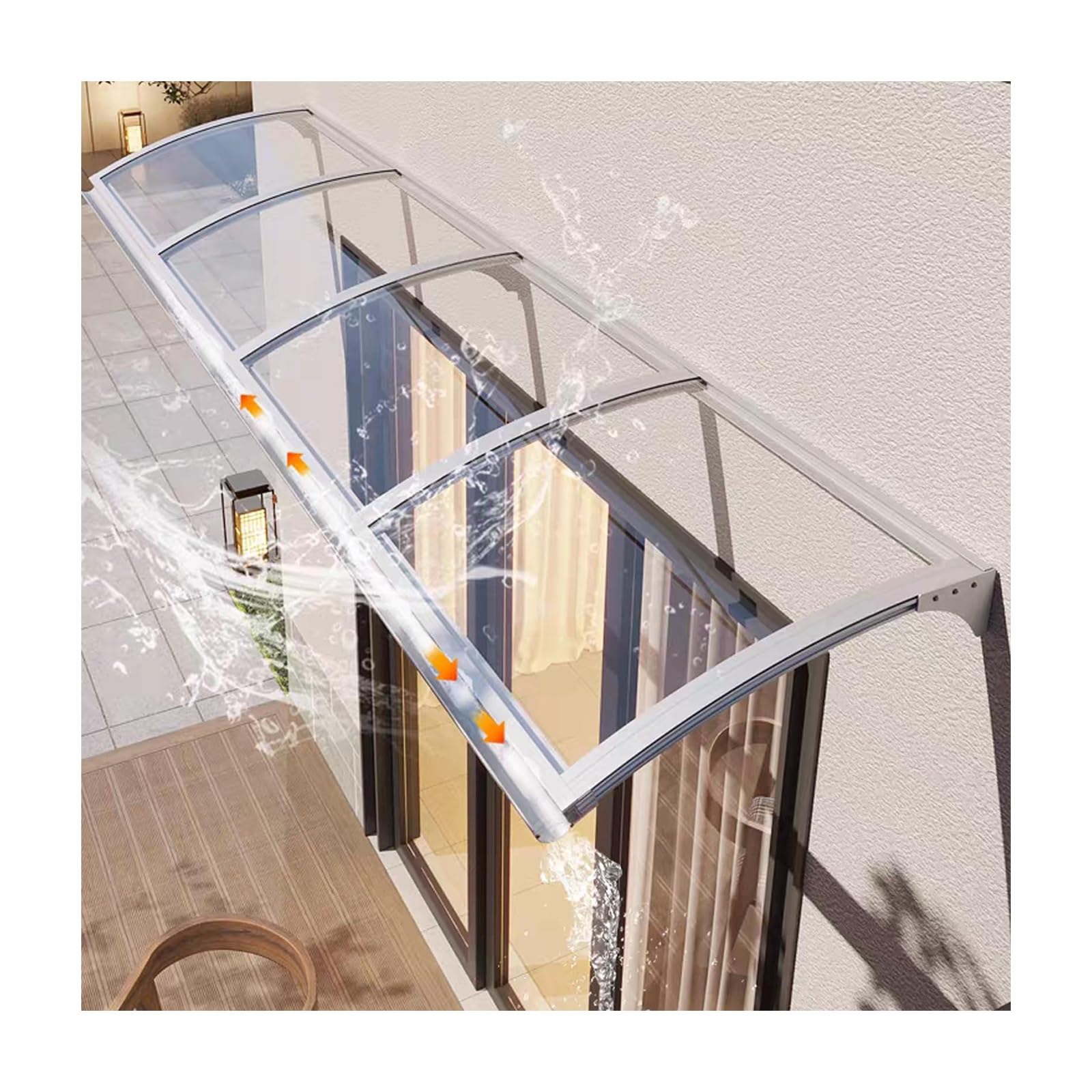 GJZQDKX Outdoor Door Canopy Waterproof Porch Shelter Transparent Window & Door Cover 57 x 60 cm Noise Reduction Solution Patio Awning Weather-Resistant Protection