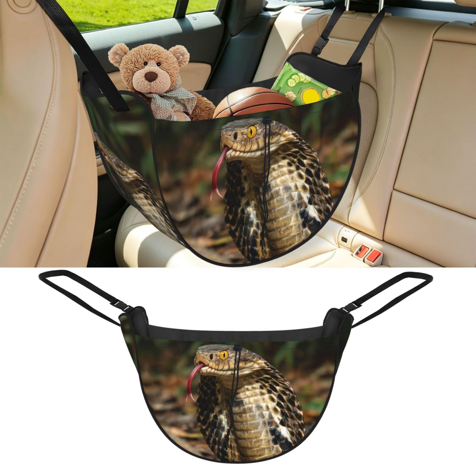 Cntdbu Black Cobra Pattern Car Seat Organizer-Backseat Storage Bag For Travel
