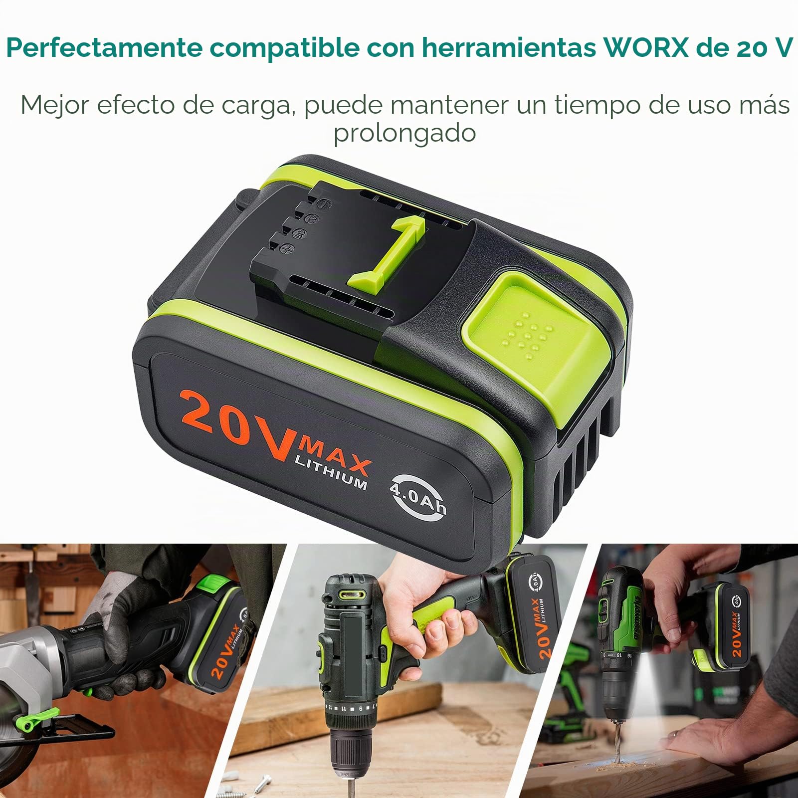 LabTEC Paquete de 2 baterías de repuesto de 20V 4000mAh/4.0Ah para Worx 20V WA3551, WA3551.1 WA3553 WA3553.2 WA3641 WG629E WG546E WU268 WX166.4 WX372.1 WX800 WX802 WX678 WX550 WX523 WU531.9 WG894E