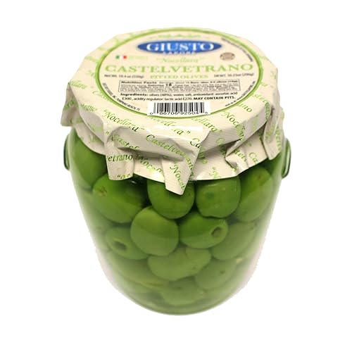 Giusto Sapore Aceitunas italianas Castelvetrano sin hueso Premium Gourmet libre de OGM Importado de Italia y propiedad familiar 19.4 oz.