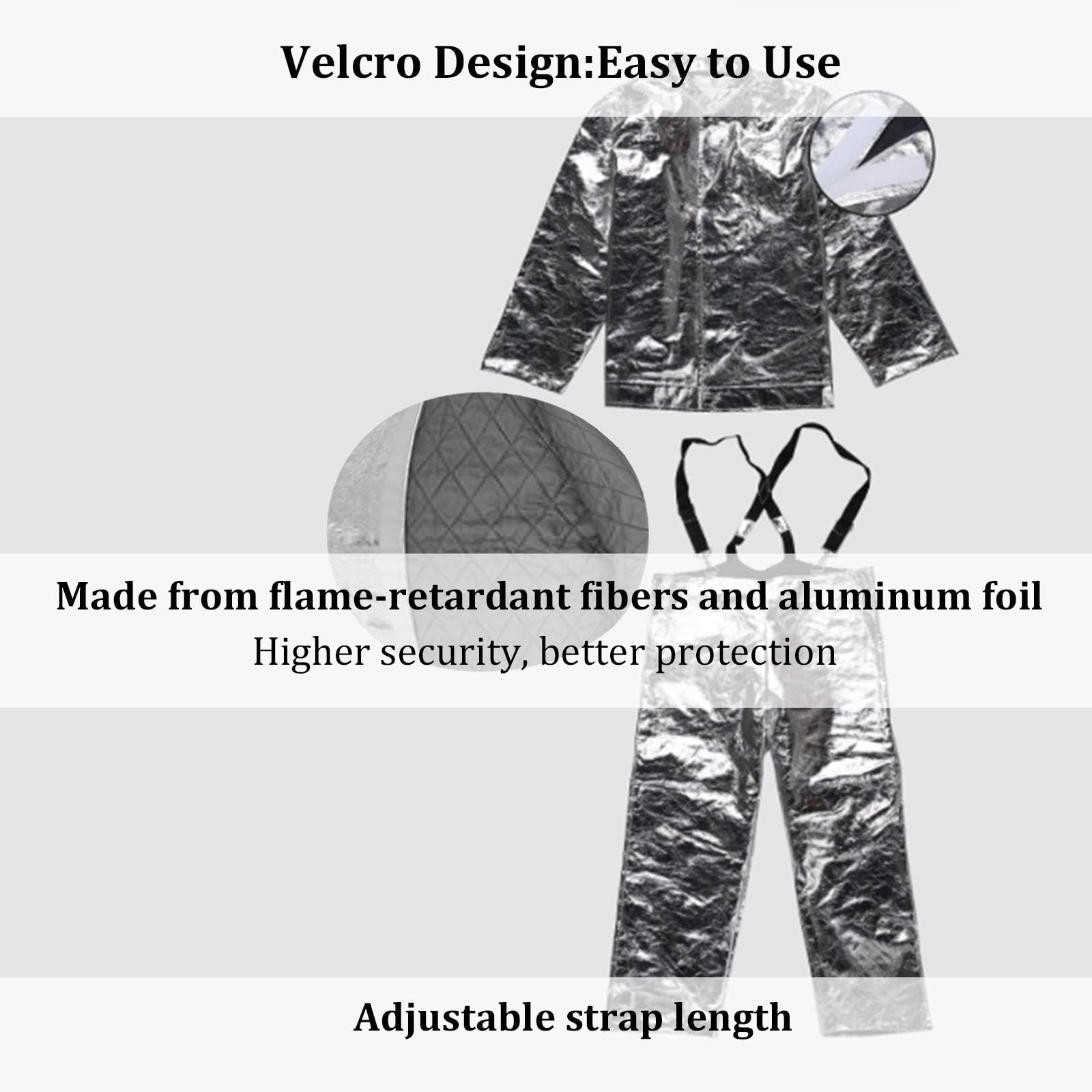 Traje de protección contra radiación térmica: Ropa Resistente al Calor con Revestimiento de Aluminio para Operaciones químicas, de extinción de Incendios y de Rescate.
