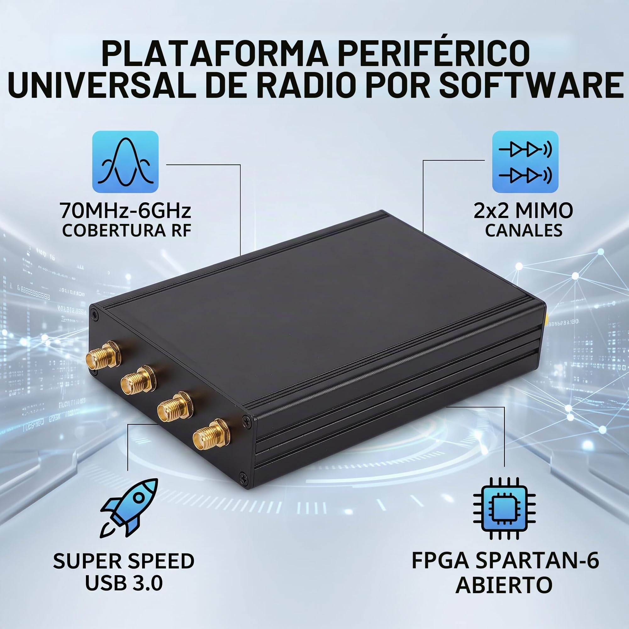 USRP B210: Plataforma de Placa de Desarrollo SDR de Doble Canal de Integración Completa de 70 MHz a 6 GHz con Cobertura de RF Continua para ETTUS AD9361 RF