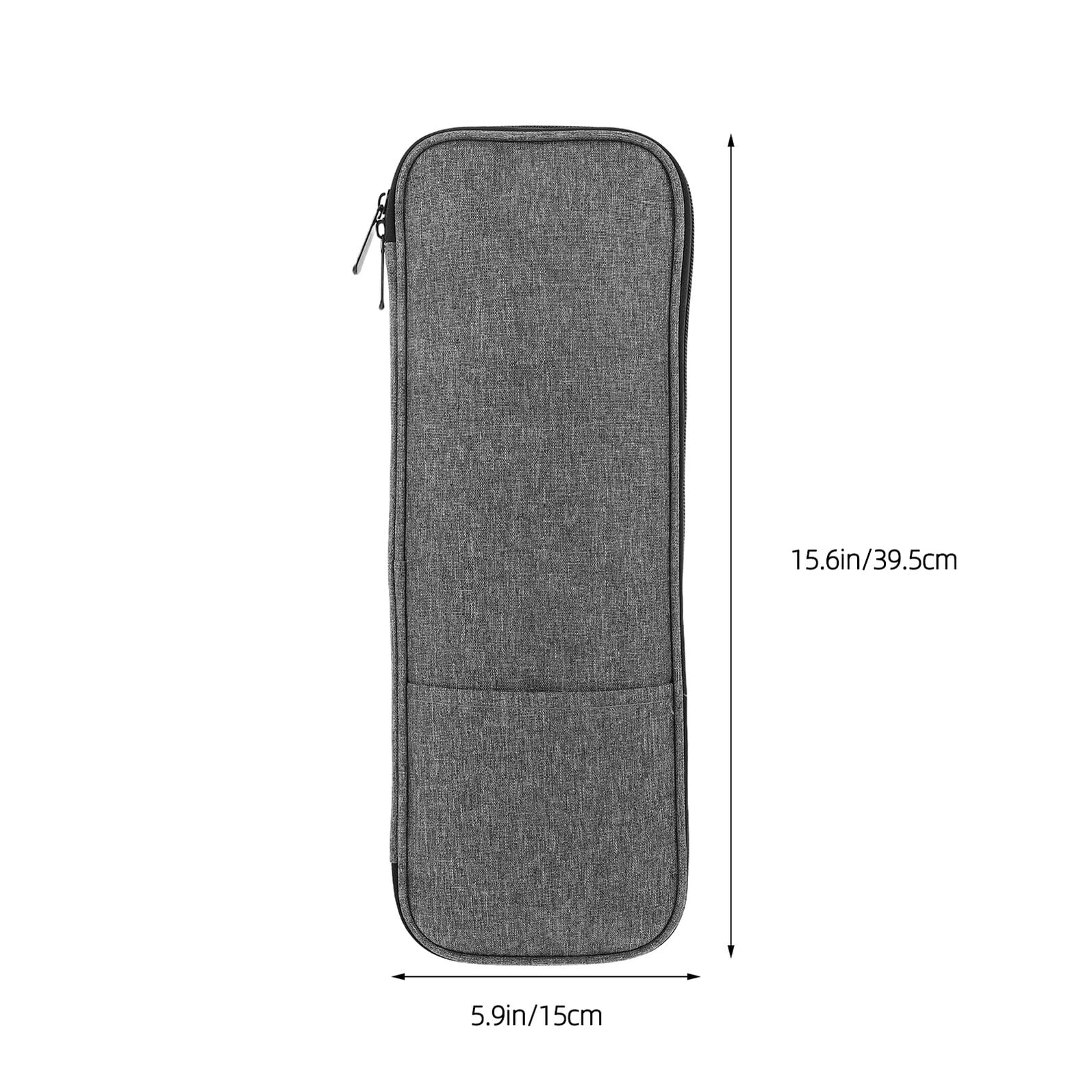 Estuche para Agujas de Crochet Portátil de Tela Oxford Gris, Organizador Multifuncional para Manualidades y Costura, Bolsa Larga para Agujas de Tejer de 35 Cm, Almacenamiento