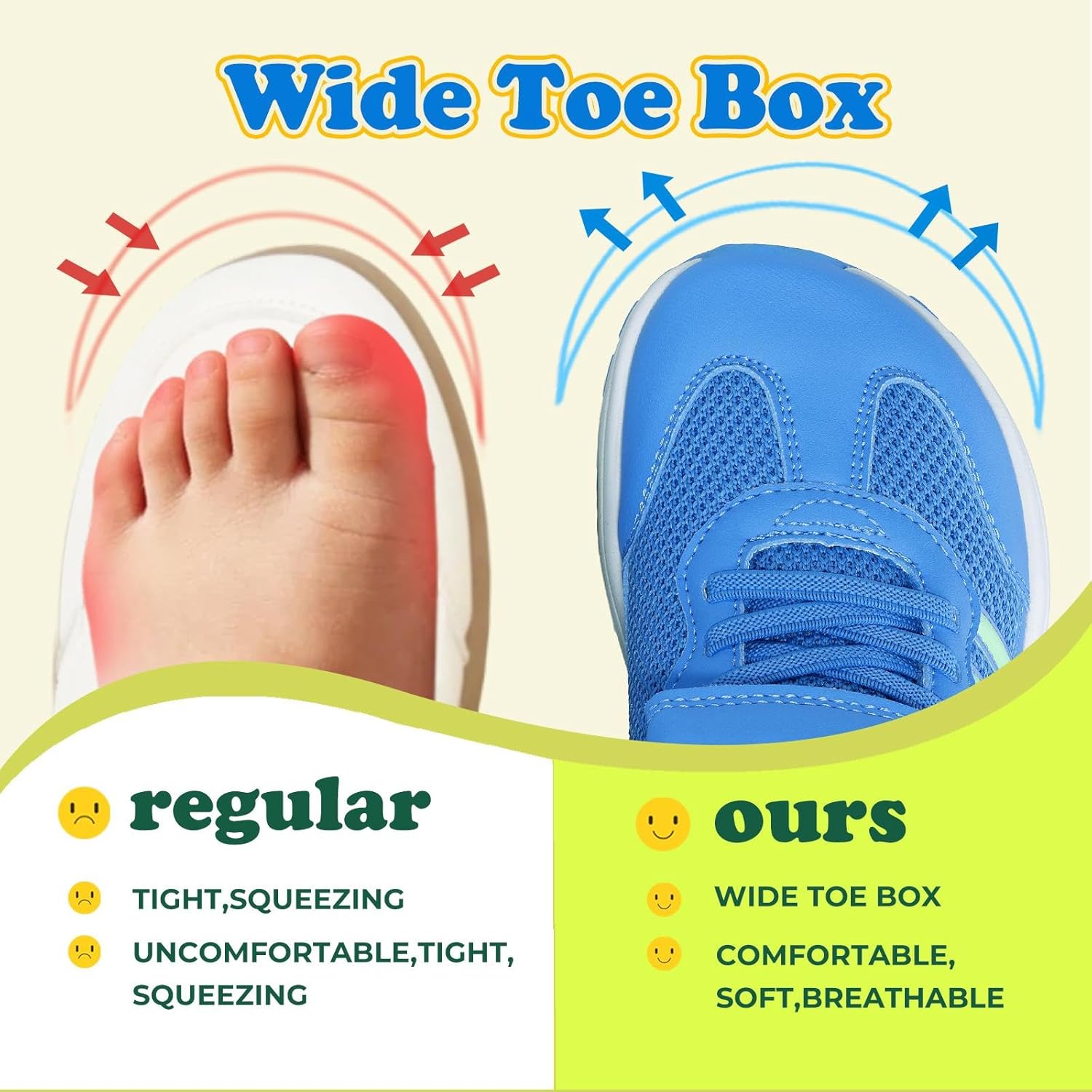 Boys Wide Toe Box Sneakers Girls Tennis Running Shoes Breathable Walking Trainers for Kids - Image 2
