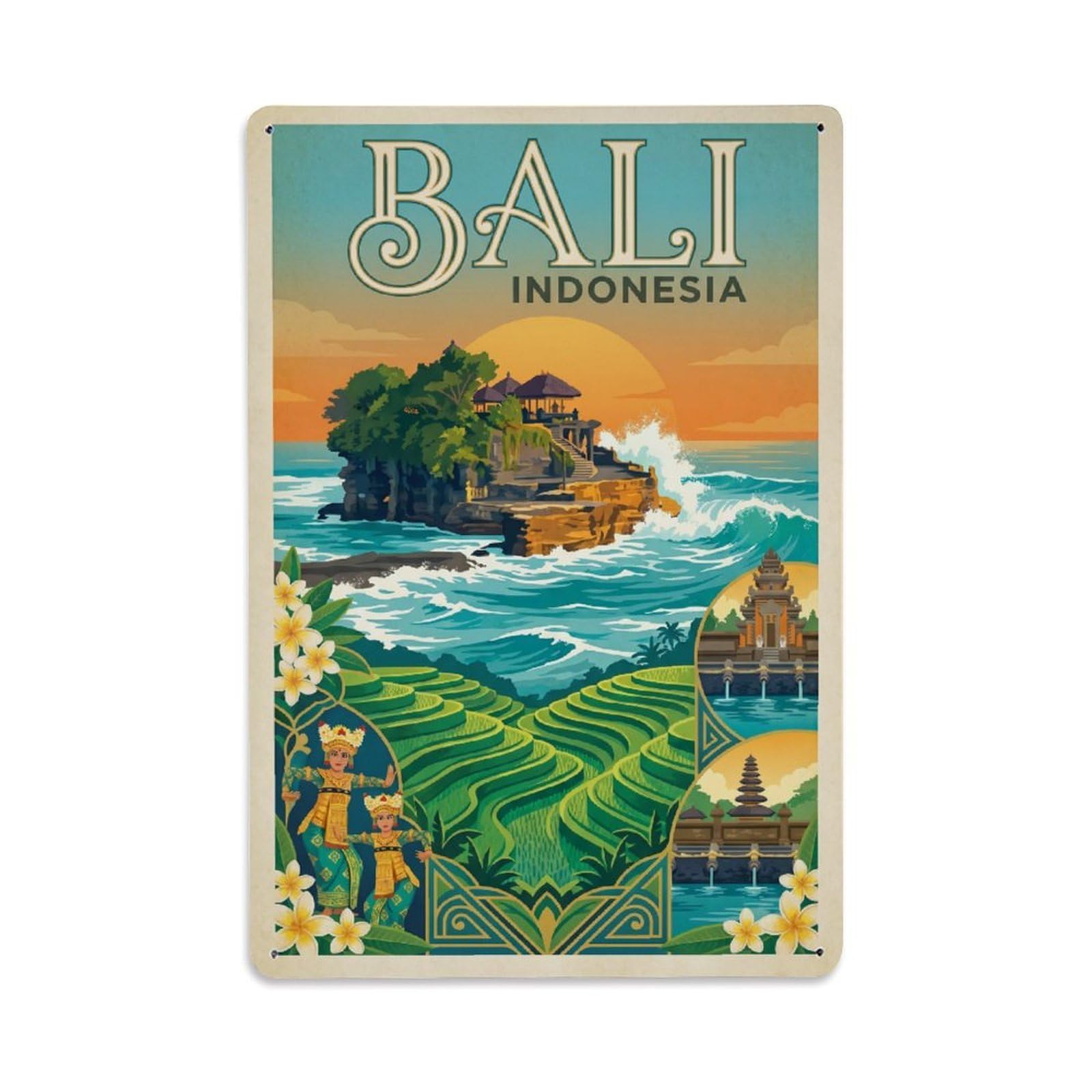 Metal Tin Sign Travel Retro Indonesia Bali