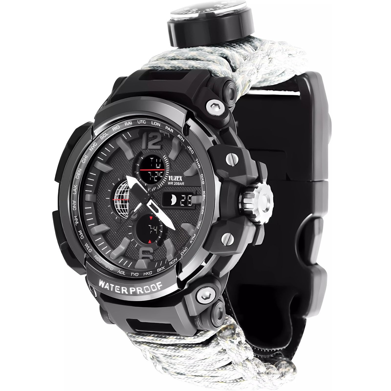 Zffozz Unisex Acu Wilderness Survival Outdoor Hiking Watch, 50M Water Resistant, Compass And More, Your Ultimate Backcountry Companion!(Acu)