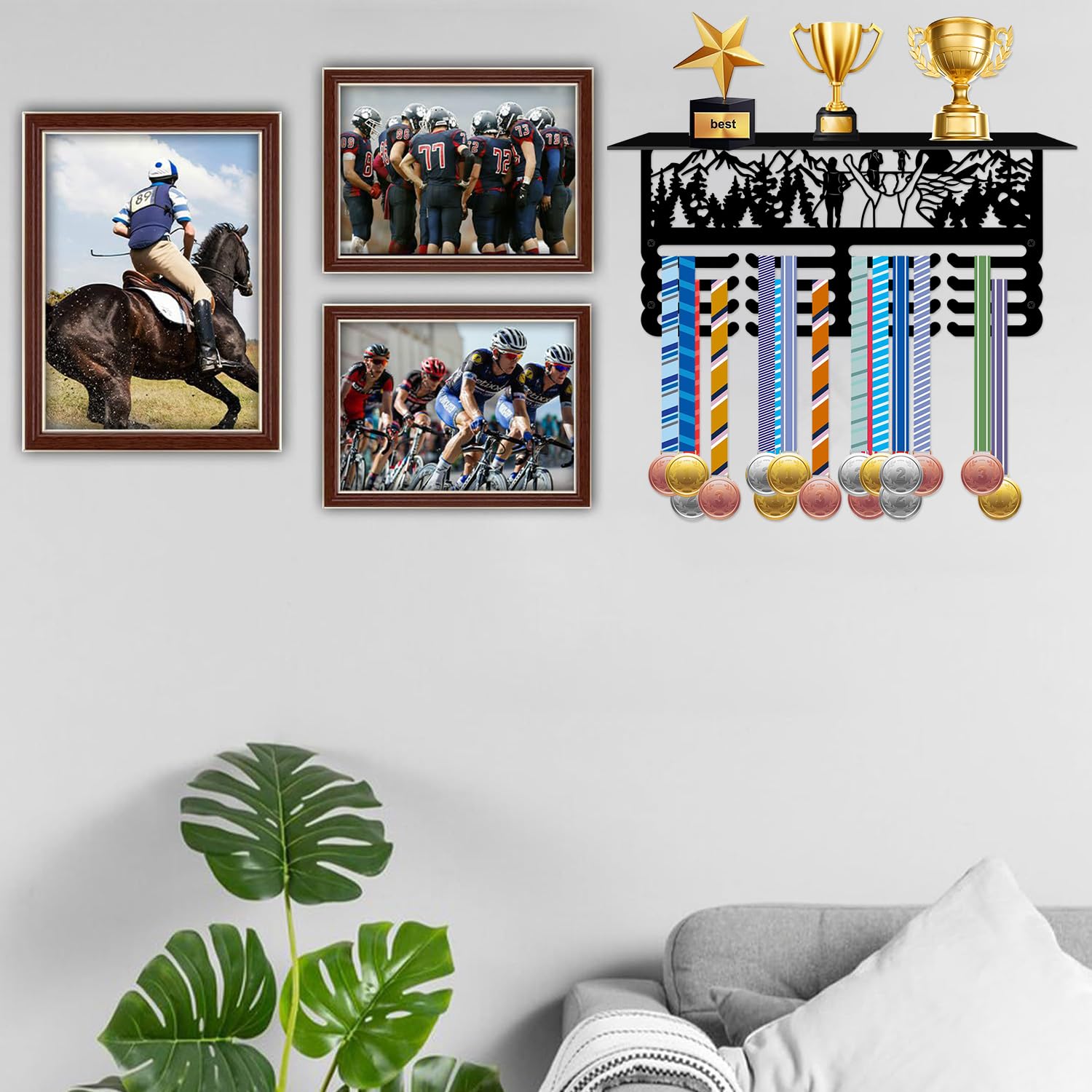 ACRNIGHEET Medal Hanger Display Holder Rack for Awards, Running Medal Holder Wall Hanger, Trophy Shelf Award Ribbon Holder, Race Medal Hanger Display for Athlete Boy Girl Holder Gifts for Runners