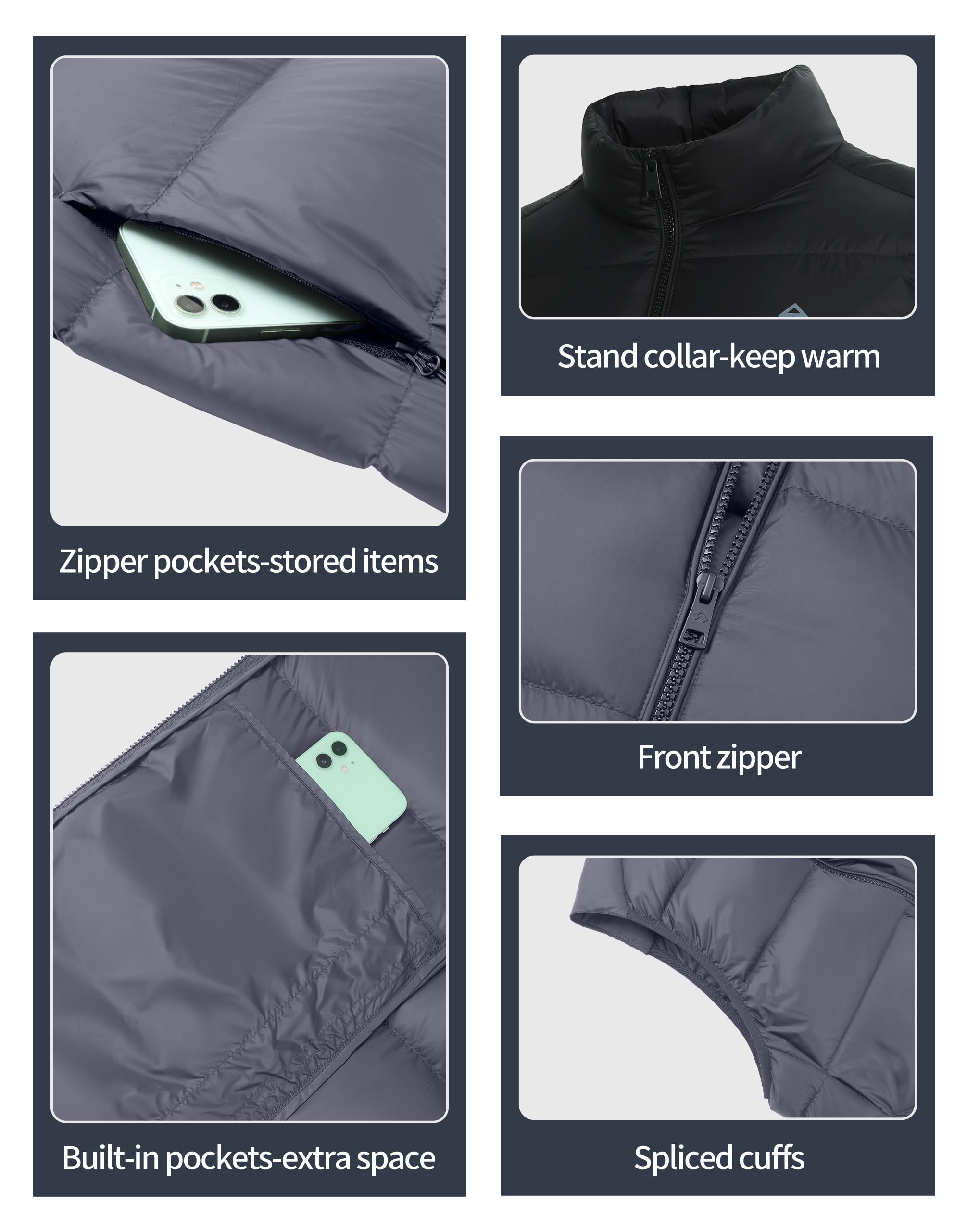 Pioneer Camp Piumino leggero da uomo Fill Power 700, ripiegabile, senza maniche, caldo