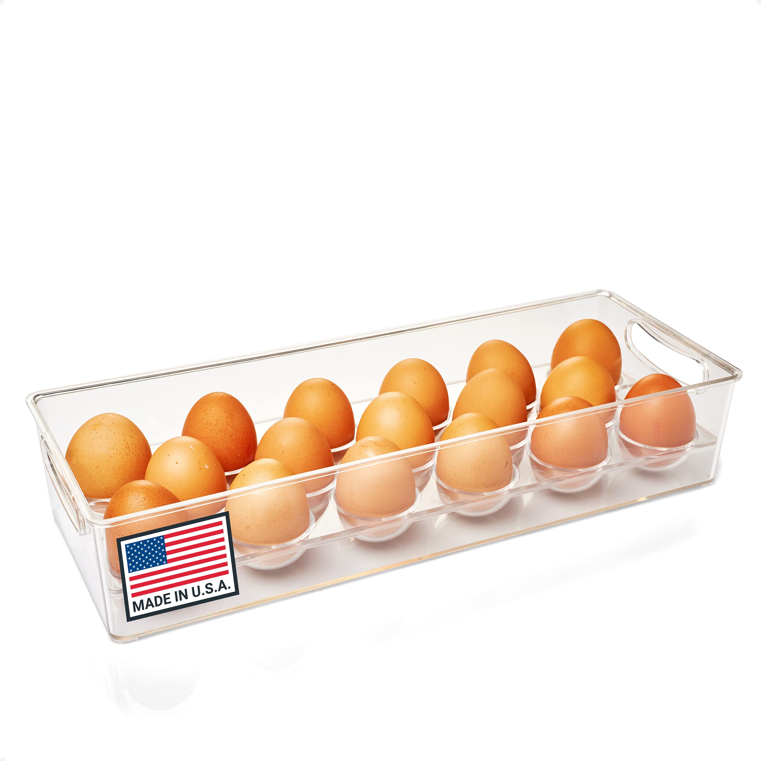 Pikanty - Egg Holder and Fridge Organizer | Clear Food-Grade Plastic Refrigerator Egg Storage Container | Holds Up to 17 Eggs | Dishwasher Safe, Heat