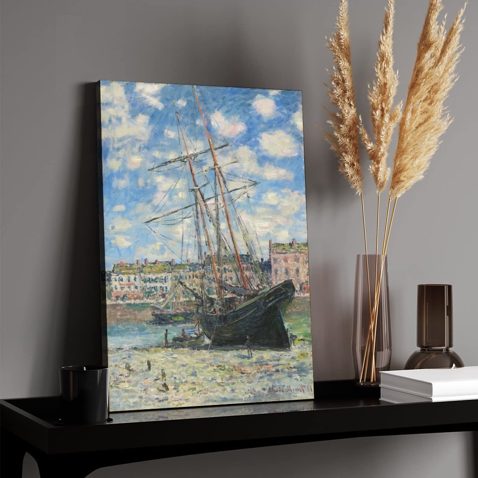 Amazon.co.jp: クロード・モネ 海辺の船完全手描き油絵 装飾用絵画