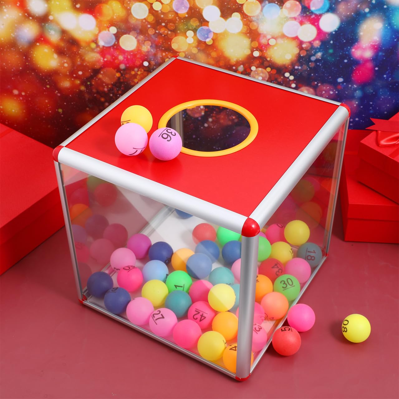 Homoyoyo Raffle Prize Box for Tickets Red for Party Games Lottery and Voting Scenarios Professional Storage Container - Image 2