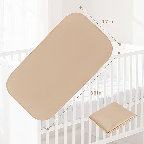 Miniatura 5 de Cambiador de pañales portátil para bebé de 30 x 17 pulgadas, impermeable y lavable, tapete cambiador de pañales de cuero vegano, suave y plegable,