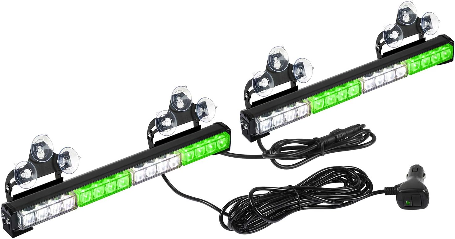 ASPL 2x16.8 inch Emergency Flashing LED Traffic Advisor Strobe Light Bar 32LED 26 Flash Patterns Interior Safety Warning Lights (Amber/Red)