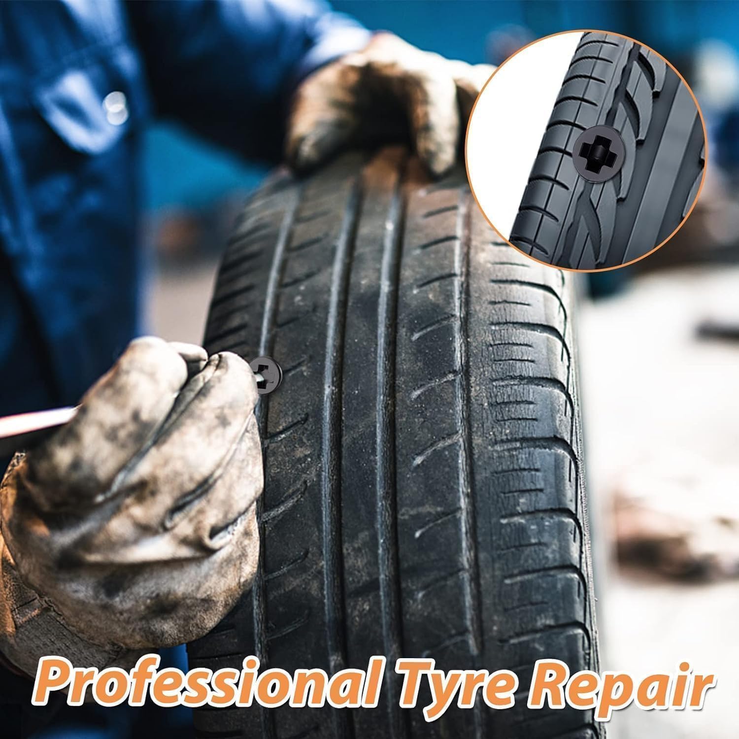 ToYooZe 10Pcs Tire Repair Nails, Rubber Screw Tire Plugs Self-Service Vacuum Tire Repair Nail Kit Tires Quick Puncture Repair Tools for Auto Motorcycle Car Truck Tractor Tire Puncture Repair 1