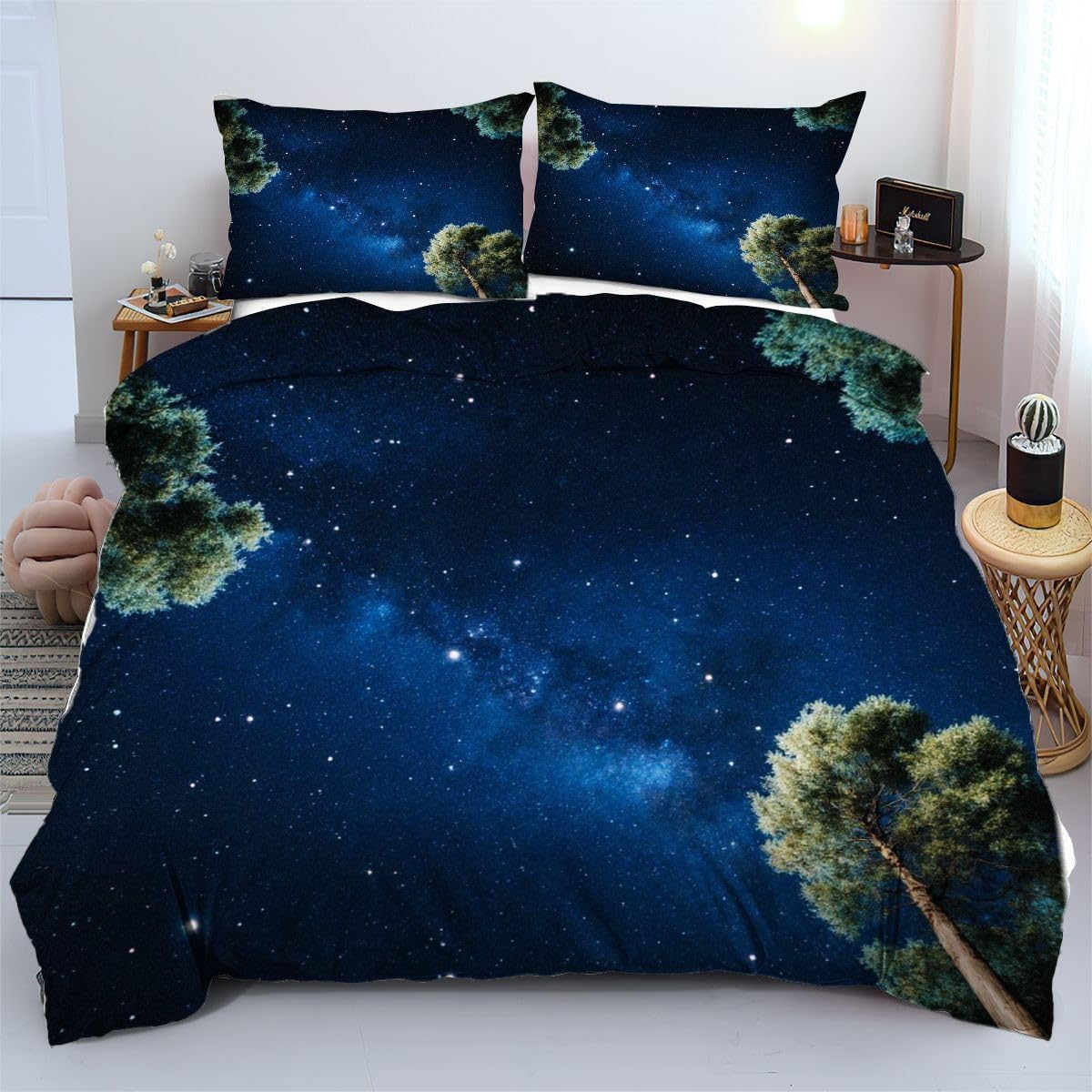 Housse de couette en microfibre légère 240x260 cm avec parures de lit étoiles