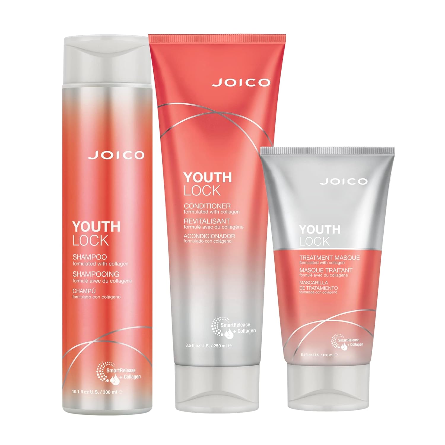 Joico YouthLock Set Formulated With Collagen | Youthful Body & Bounce | Reduce Breakage & Frizz | Soften & Detangle Hair | Boost Shine | Sulfate Free | With Arginine