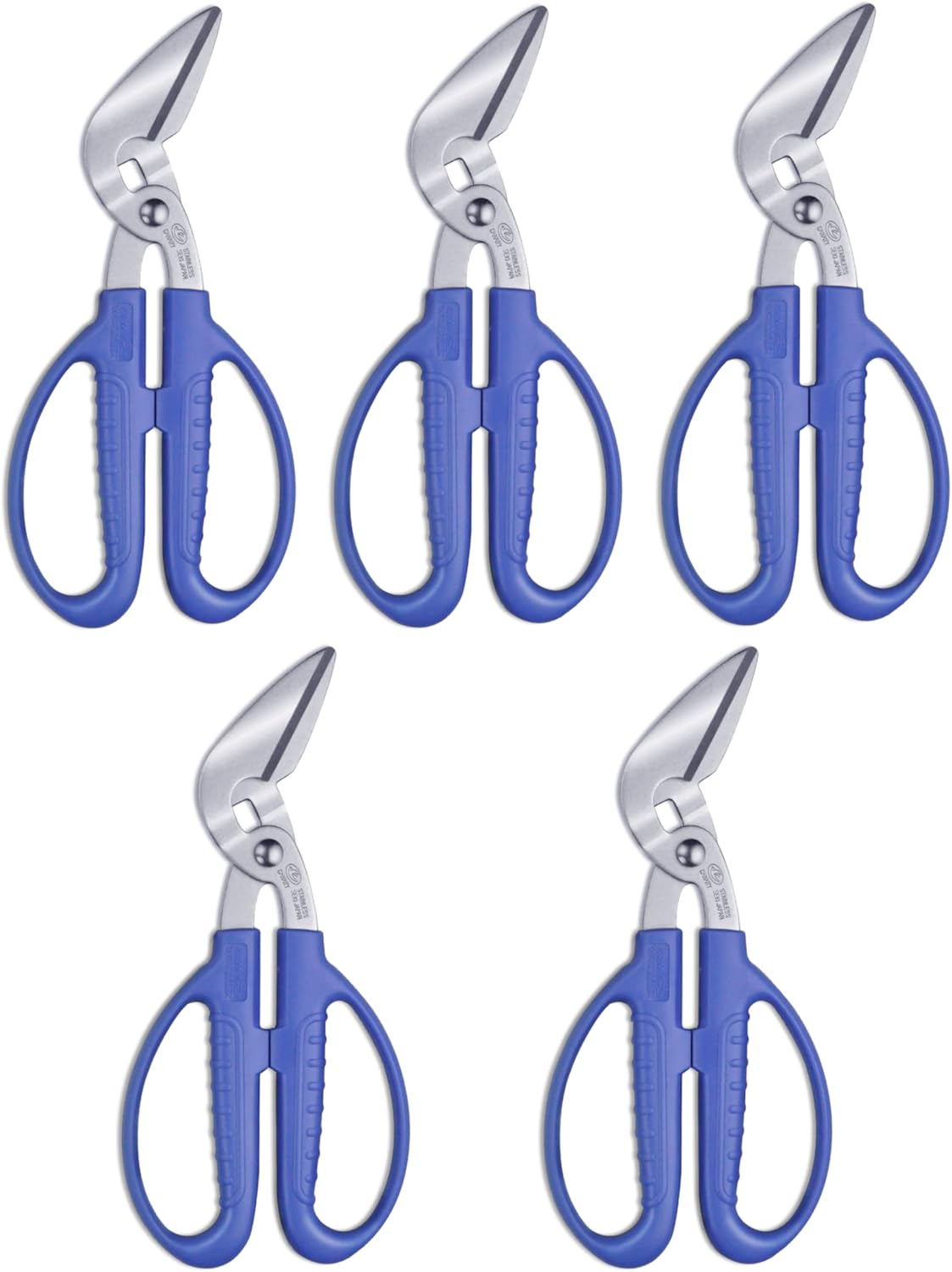CANARY Corrugated Cardboard Scissors 8.5", Heavy Dudy Craft Scissors Angled Blade, Japanese Stainless Steel, Made in JAPAN, Blue (Bulk 5 Pcs Set)