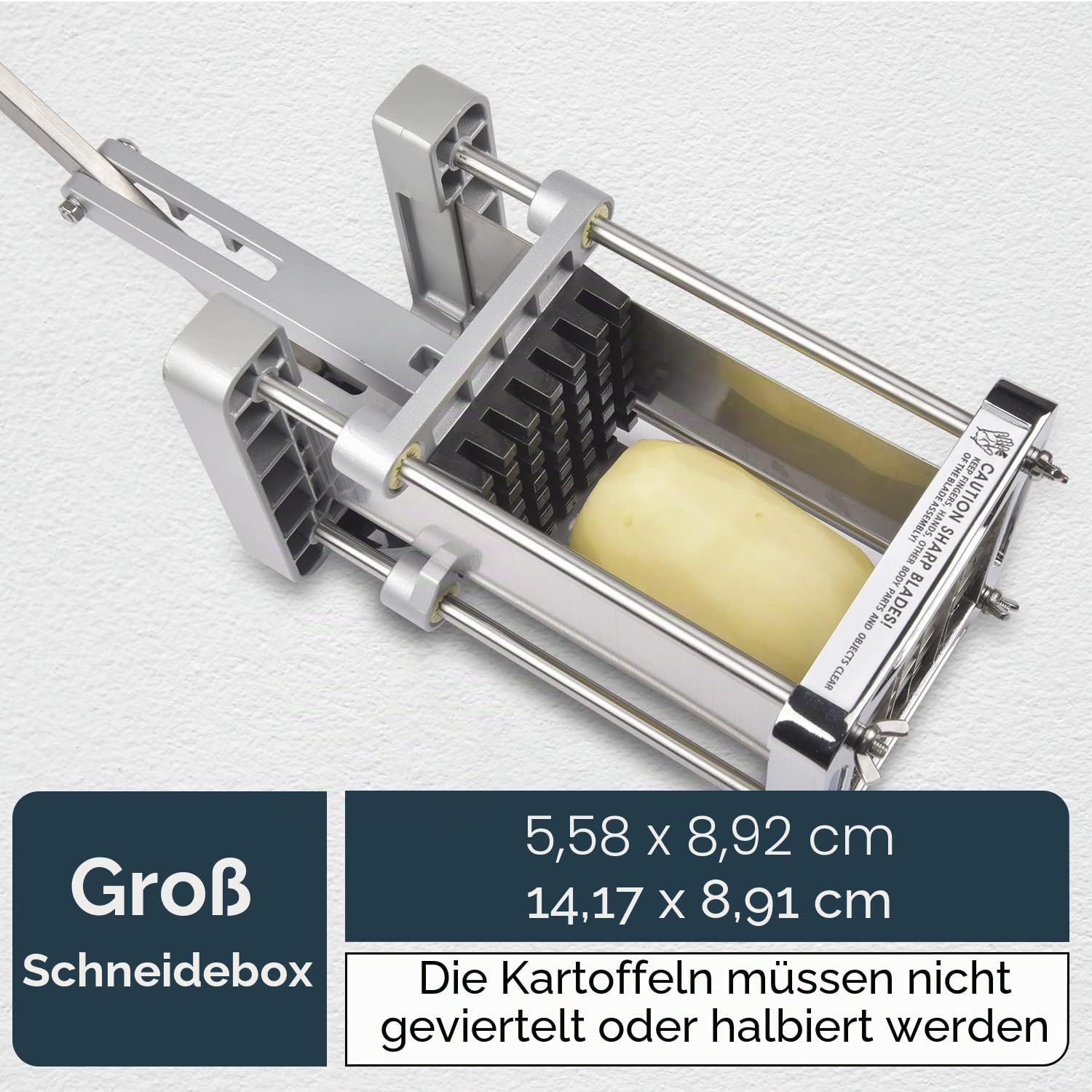 Pommes Frites Schneider, Sopito Pommesschneider Edelstahl Professioneller French Fries Cutter mit 12x12mm Klinge