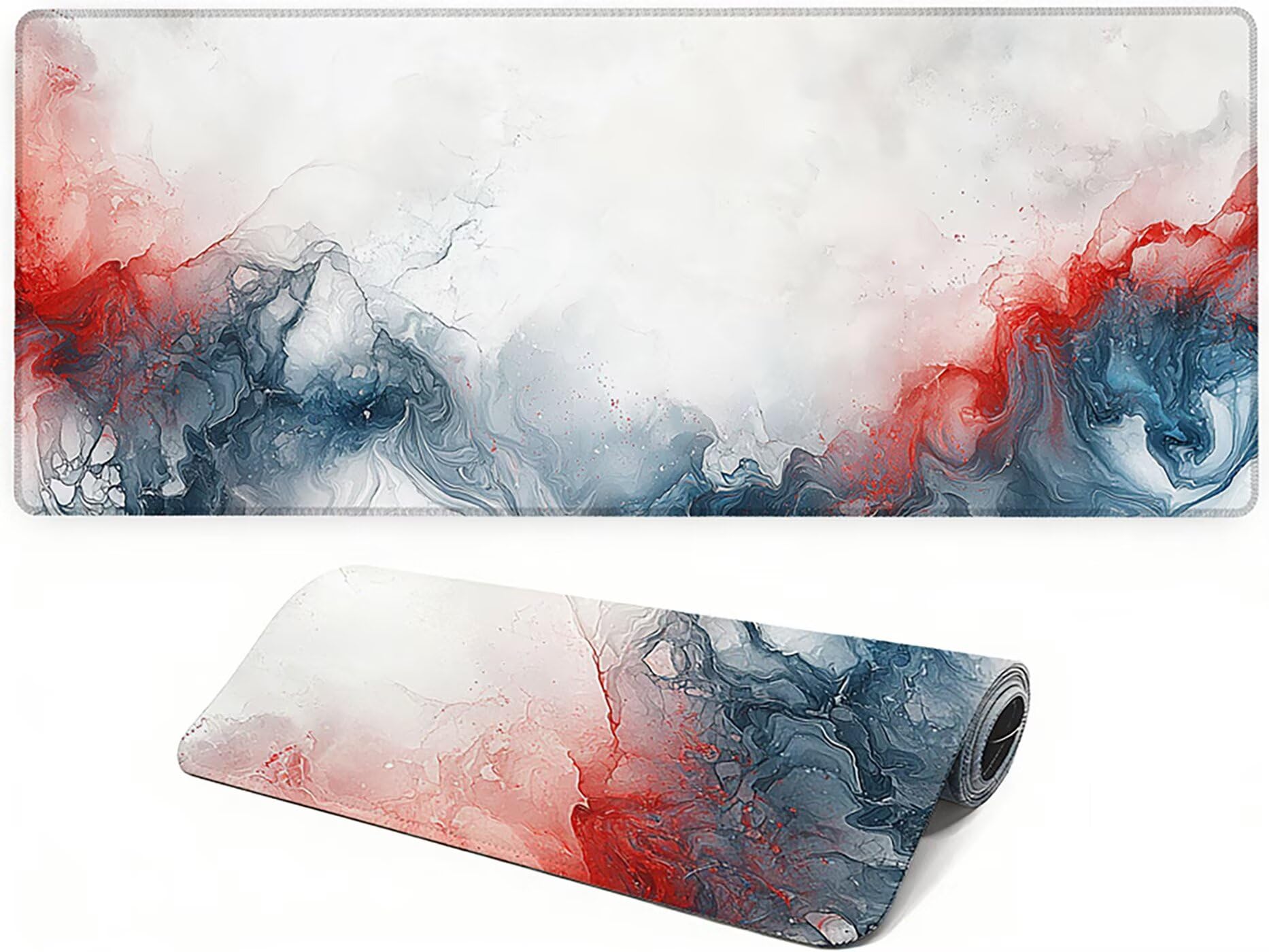 Lpfieonn Semplice Tappetino Scrivania XXL, 160x80cm- Tappetino Mouse Gaming, Bianco Tappeto Scrivania Extralarge, Mouse Pad XXL con Base in Gomma Antiscivolo, Bordi Cuciti PF-3695