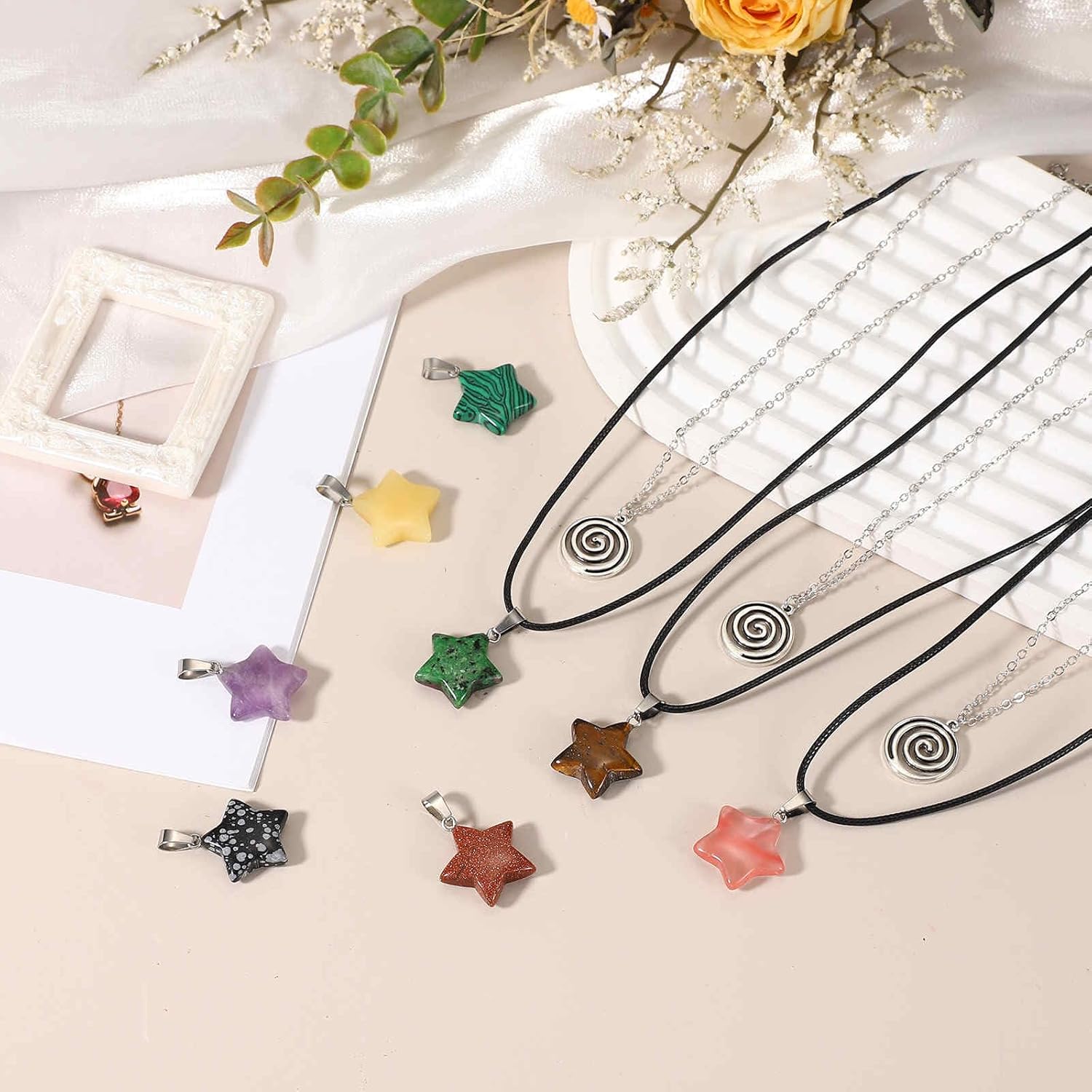 MECCANIXITY Punk Necklace Set, Spiral Star Pendant Y2K Grunge Chokers for Women Trendy Jewelry Accessories - Image 4