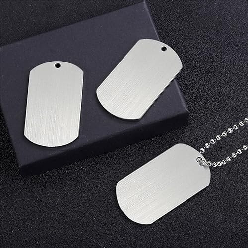 Miniatura 5 de FQTANJU Juego de 80 etiquetas para perro, 40 unidades de 2 x 1 pulgada, etiquetas de aluminio en blanco para perro, colgantes de metal con agujero y