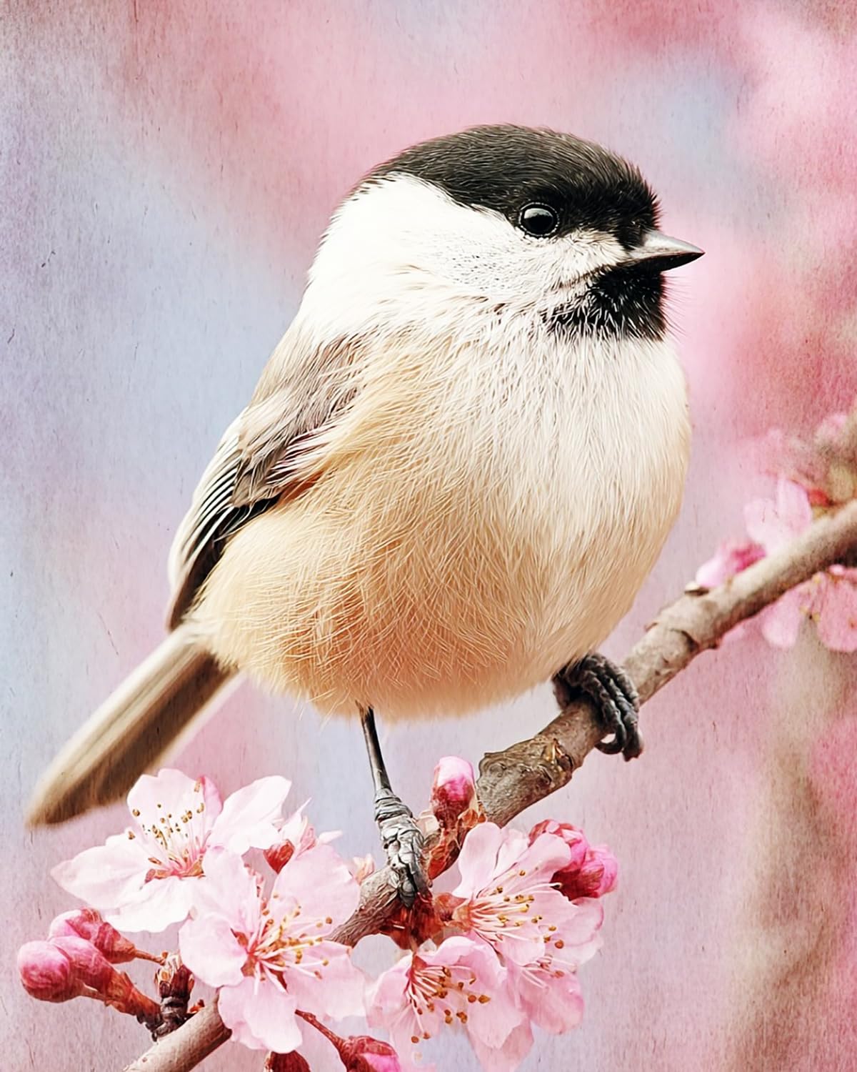 Liubaishi Multicolour Paint By Numbers For Adults, Spring Branch Little Sparrow, 40X50 Cm Acrylic Canvas Kit With 3 Brushes