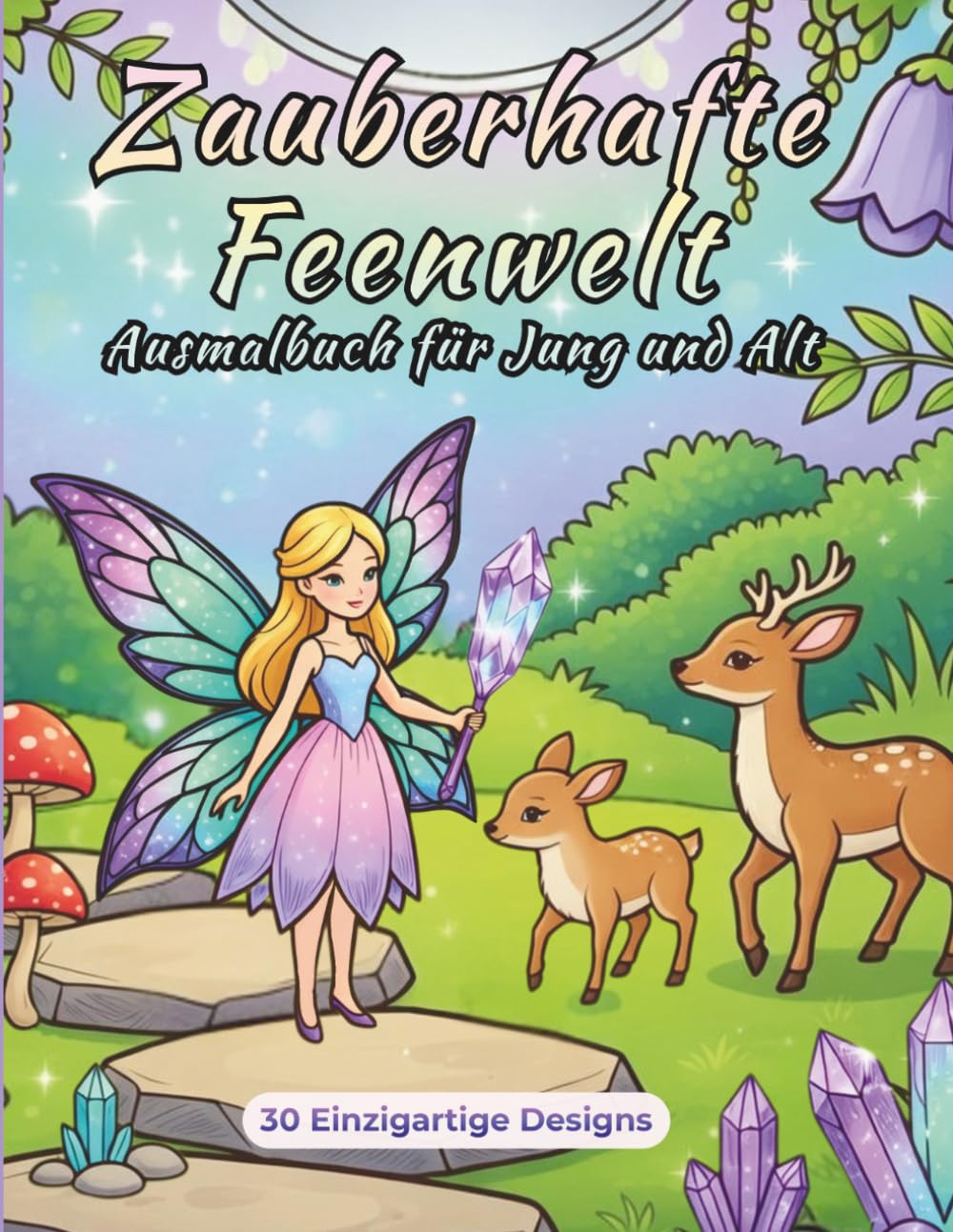 Zauberhafte Feenwelt - Ausmalbuch für Jung und Alt: 30 magische Feengärten, Pilzhäuser und zauberhafte Wesen zum Ausmalen, Entspannen und Stressabbau