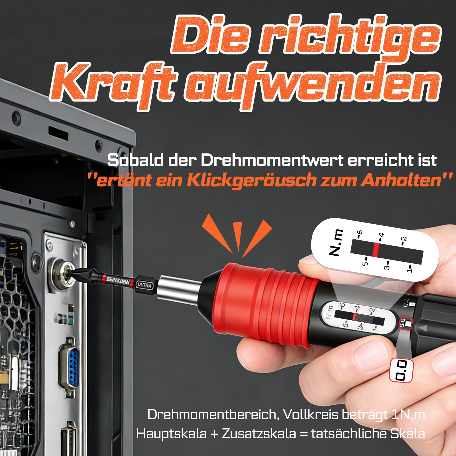GEINXURN Set di 61 cacciaviti dinamometrici regolabili (1/4 pollici), set industriale SAE con cacciaviti rotativi speciali regolabili con attacco universale, chiave a bussola