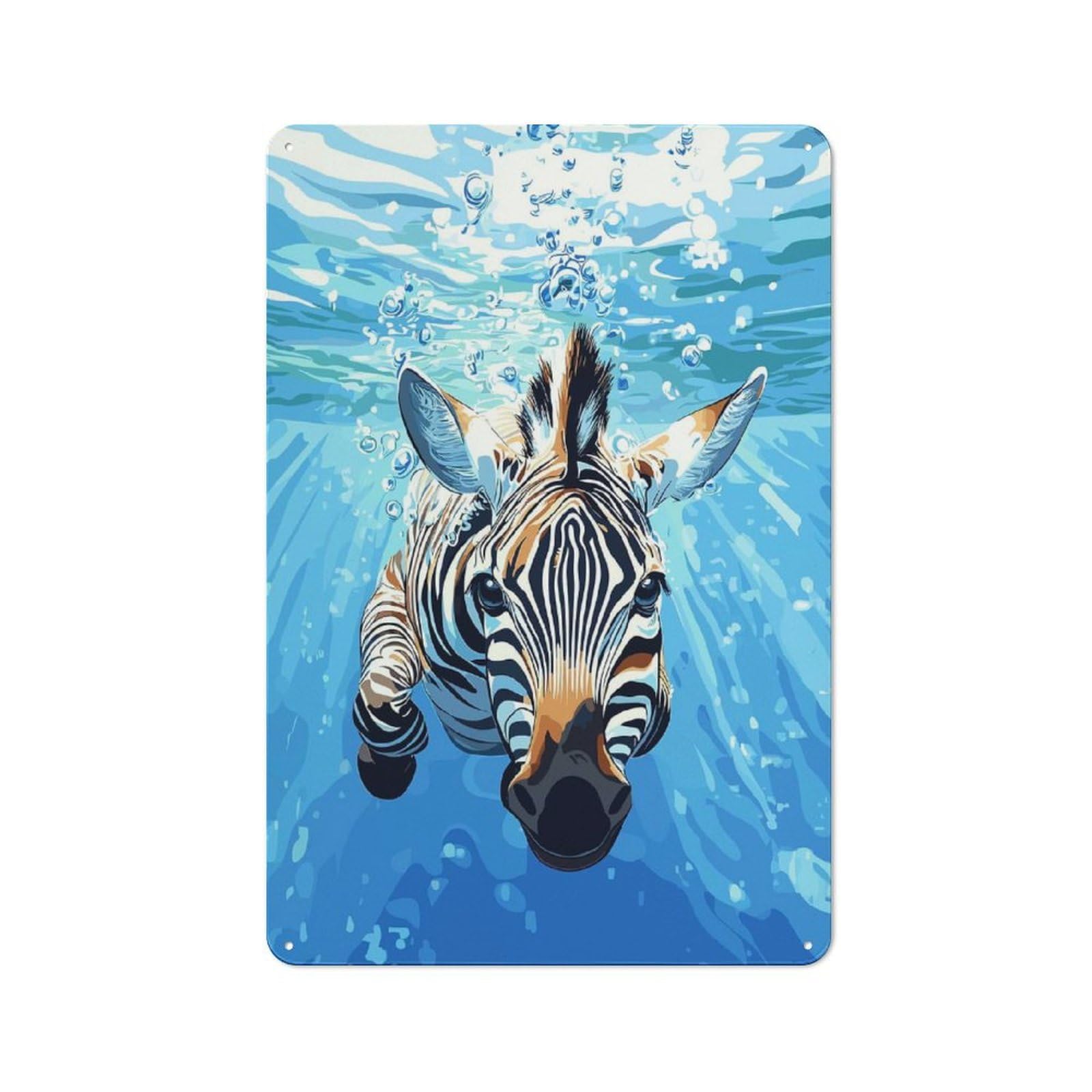 Junmoney Style-17 Country Style Kitchen Metal Sign 30X20cm Featuring Zebra Underwater, Diner Style Decor For Kitchen, Cafe, Pantry Or Dining Room