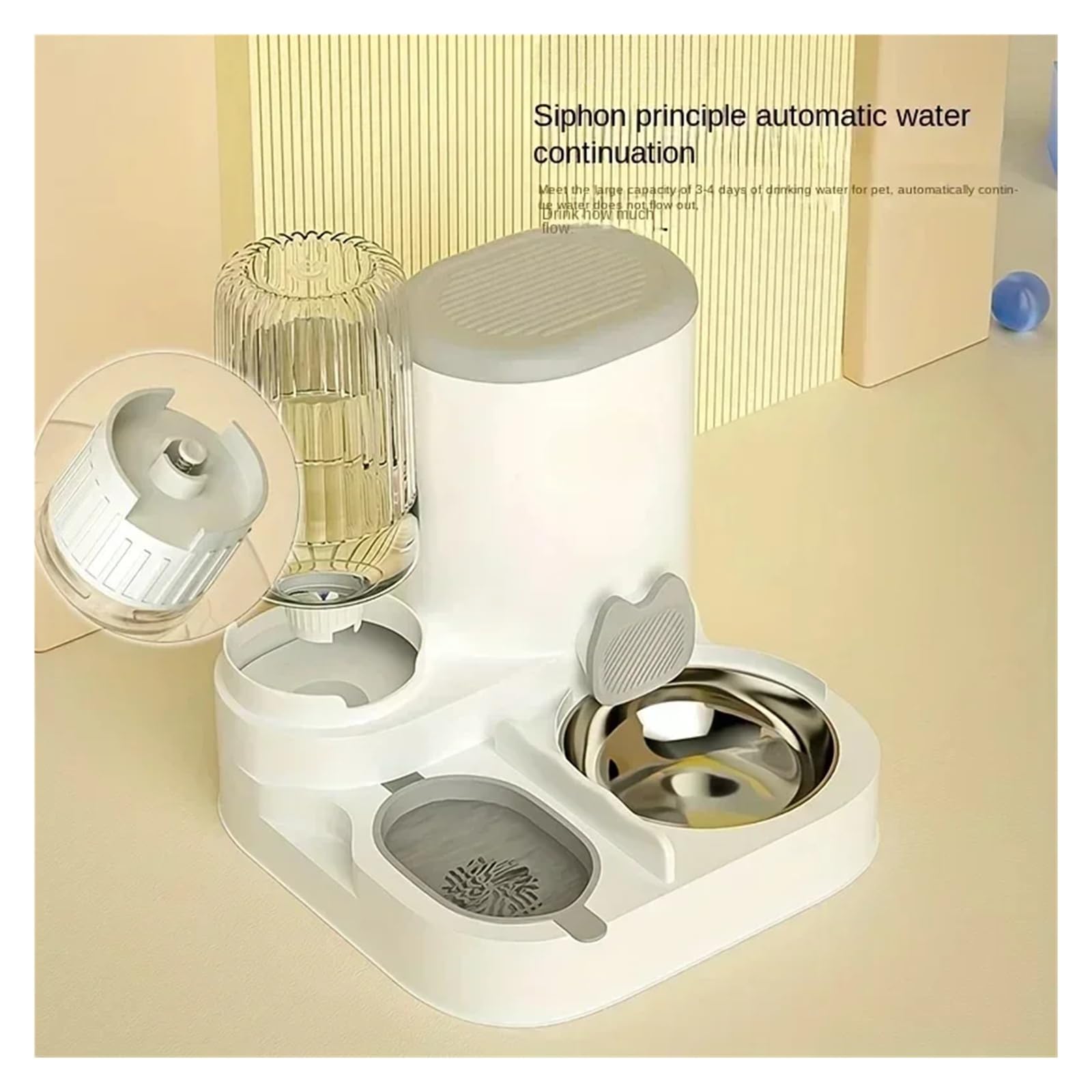 Distributore di cibo for animali domestici, non elettrico(Grey)