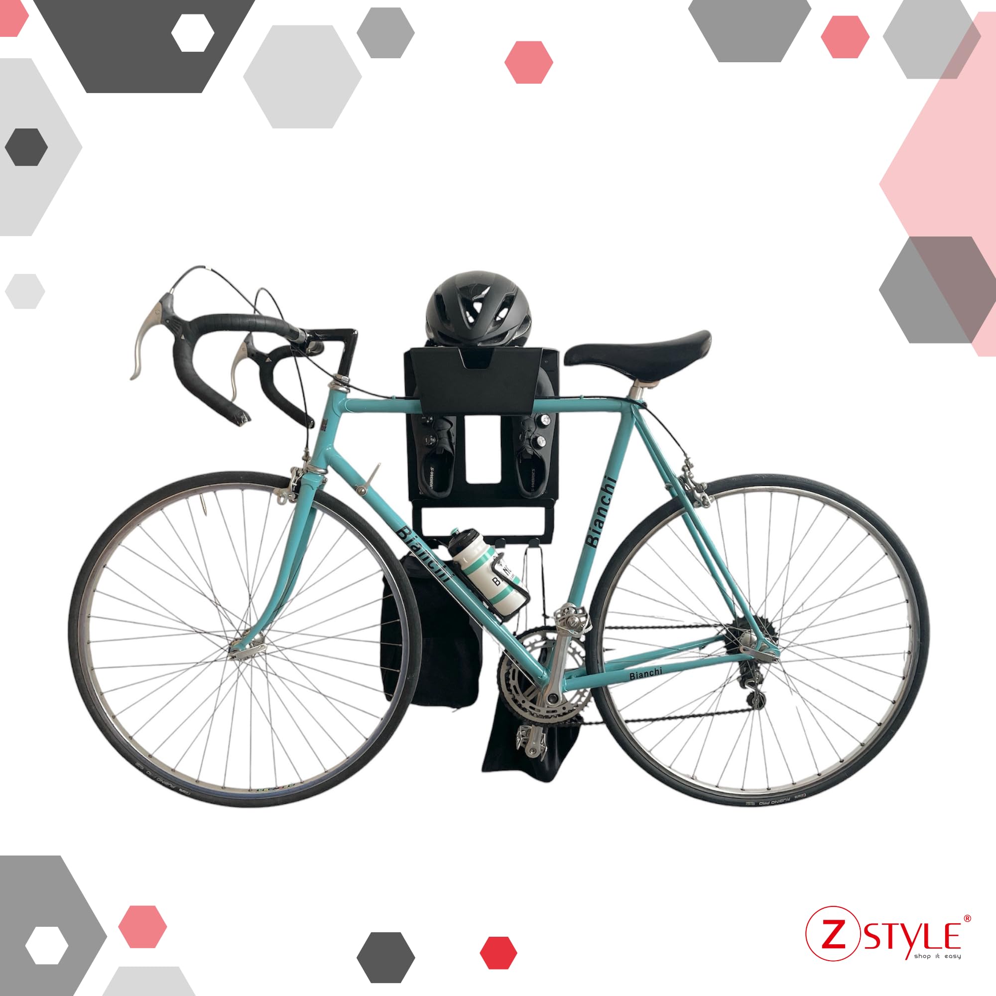 Supporto Da Parete Per Biciclette Porta Bici + Caschi + Ganci Porta Oggetti Per Garage o Casa Rack E-Byke Mtb Staffa