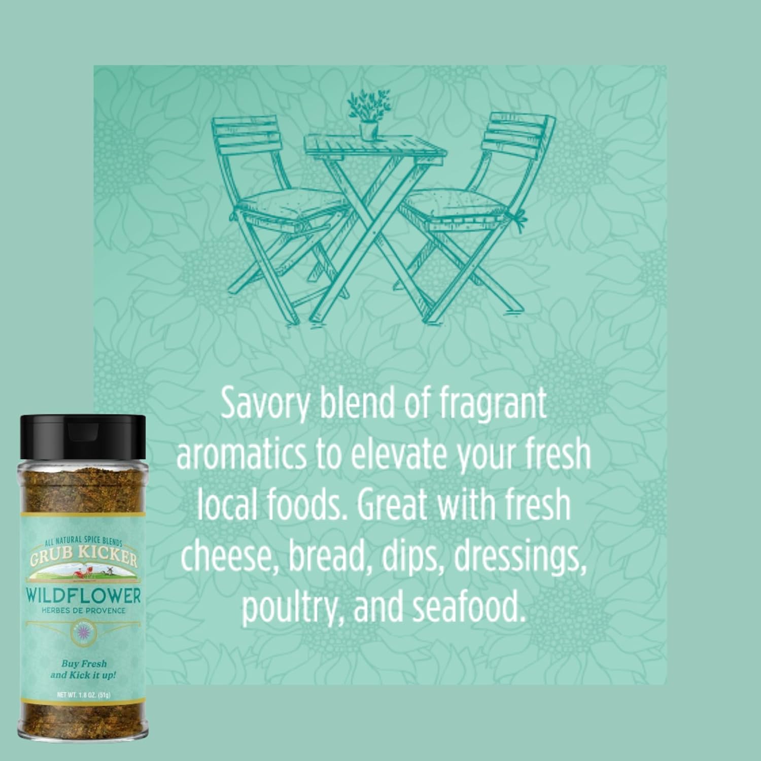 Grub Kicker Herbs de Provence Seasoning Blend - 1.8 oz. - Premium French Herb Mix with Oregano, Sumac, Garlic, Rosemary & Specialty Spices - Unique Premium Blend of Provincial Herbes & Spices - 3 Pack