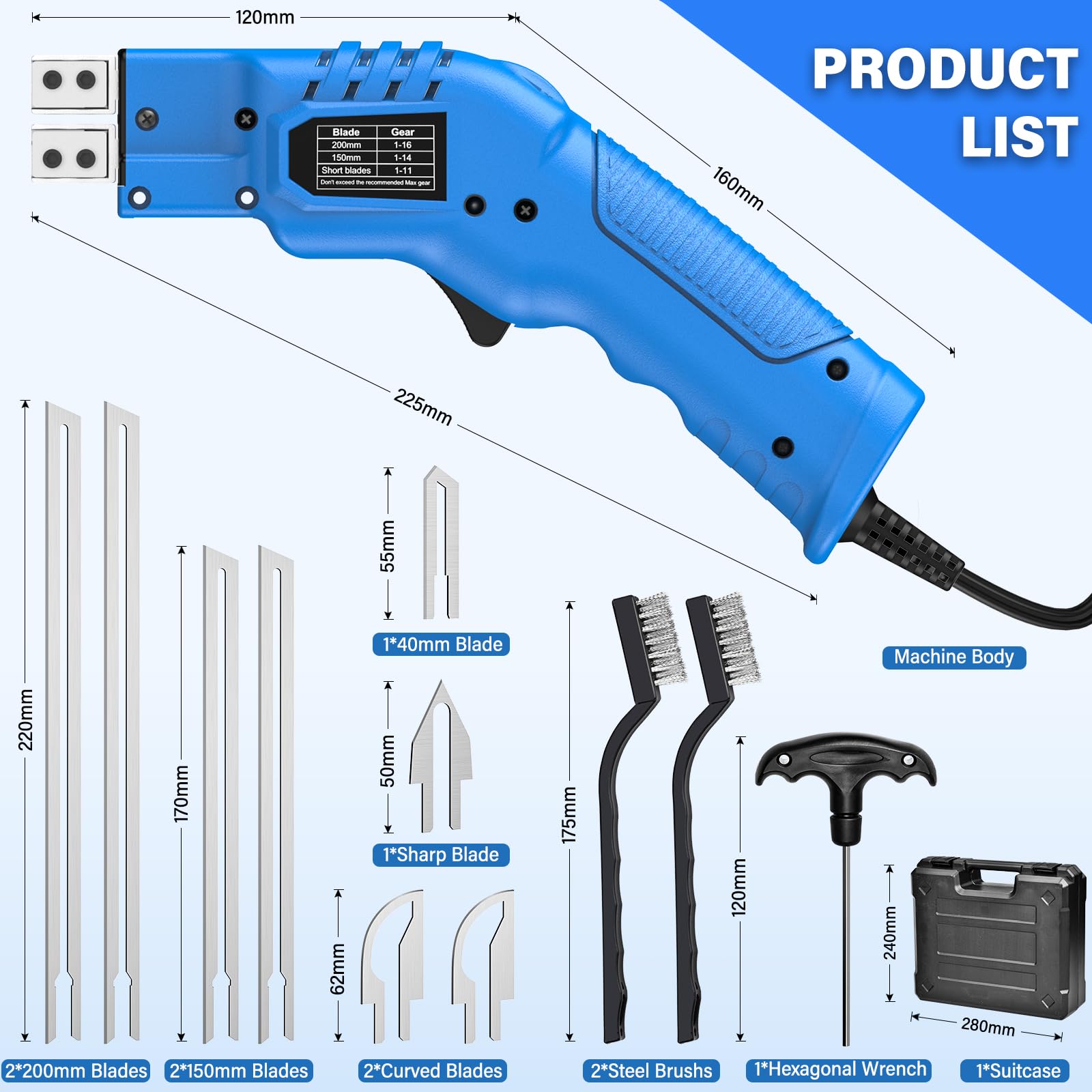 Elektrischer Styroporschneider 150W – Mit 8 Klingen, Temperaturregler & Luftkühlung Für EPS, EPP, Schaum