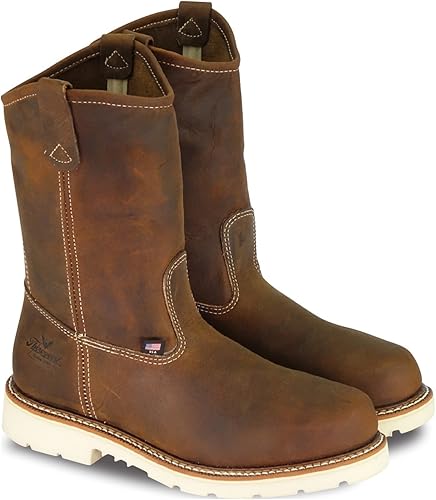 Thorogood American Heritage - Botas Wellington con punta de acero de 11 pulgadas para hombre, cuero de grano completo de primera calidad con suela