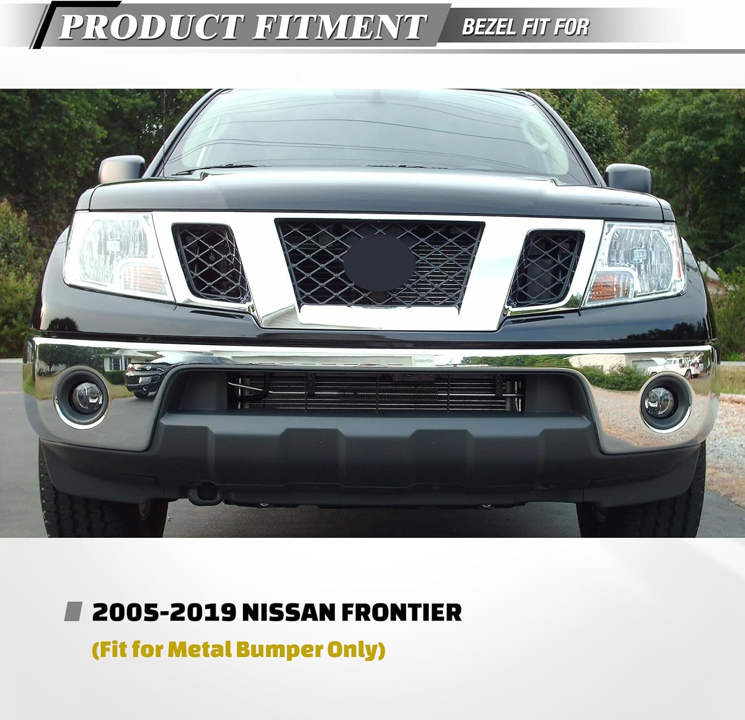 AUTOWIKI Fog Lights Bezels For Nissan Frontier 2005-2016 (Metal Bumper Only) OEM Replacement Fog Lamps Cover for 05-16 Frontier 2PCS