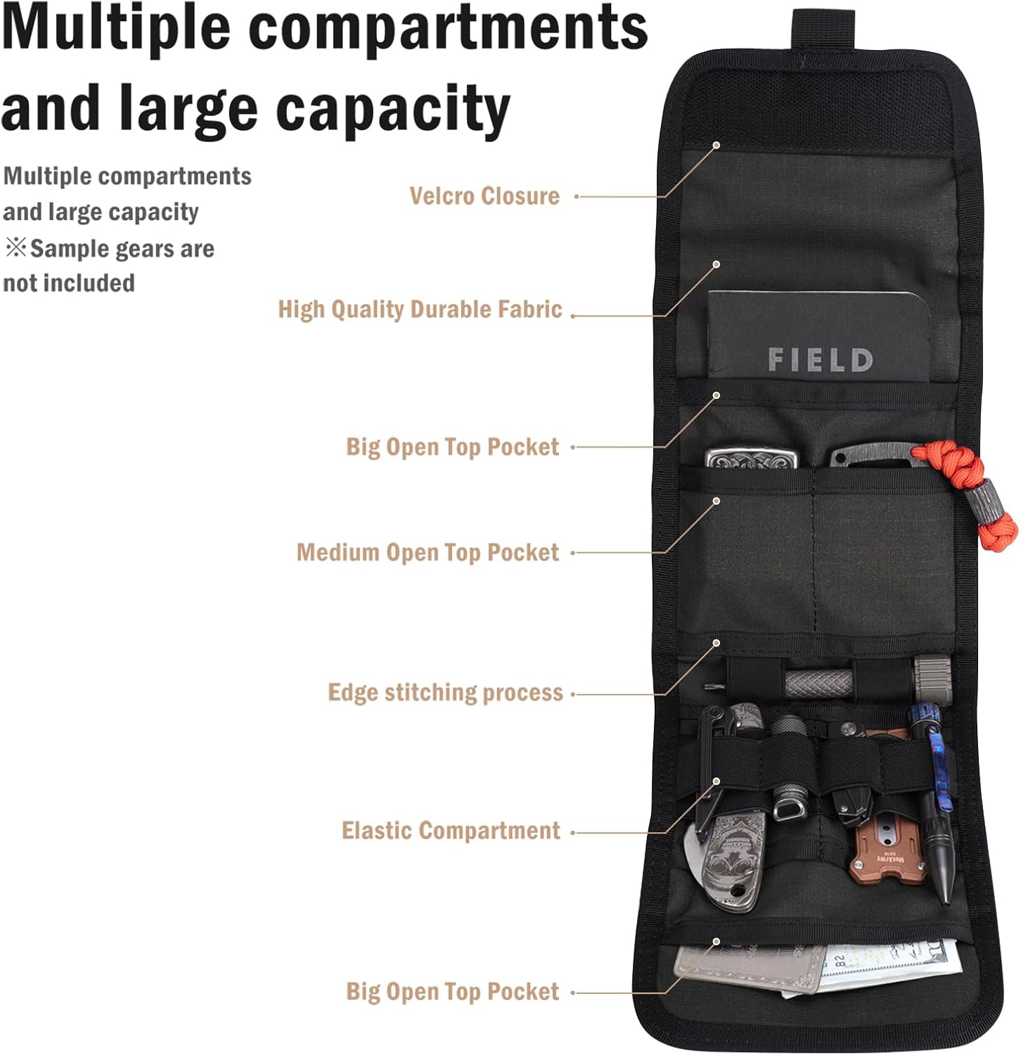 VIPERADE VE12 Folding EDC Organizer Pouch, Molle Tool Bag, Trifold Tool Pouch, Utility EDC Pocket Organizer for Outdoor and Daily Used - Image 2