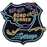 Looney Tunes Road Runner Garage Embossed Metal Sign - Vintage Road Runner Sign for Garage or Man Cave
