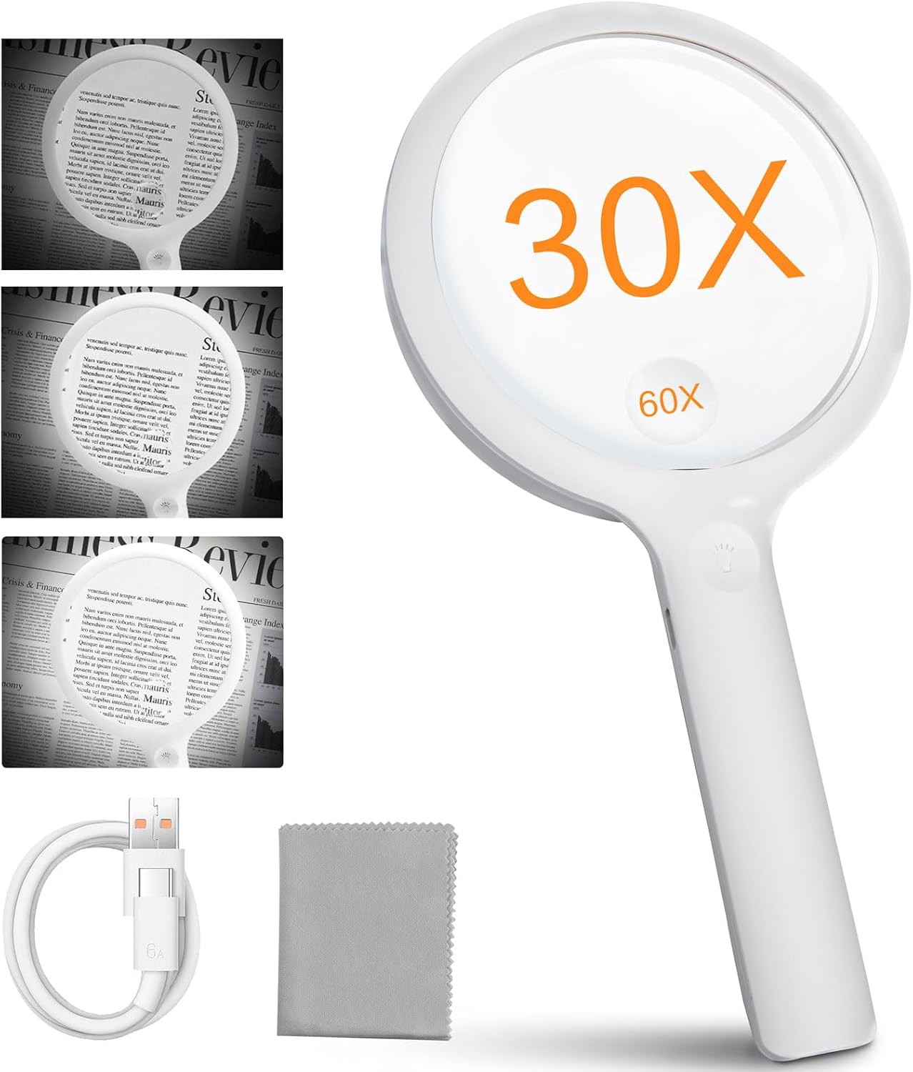 LED Magnifying Glass with Light – 3 Mode USB-C Rechargeable Hands-Free Magnifier for Reading, Crafts & Close Work for Seniors