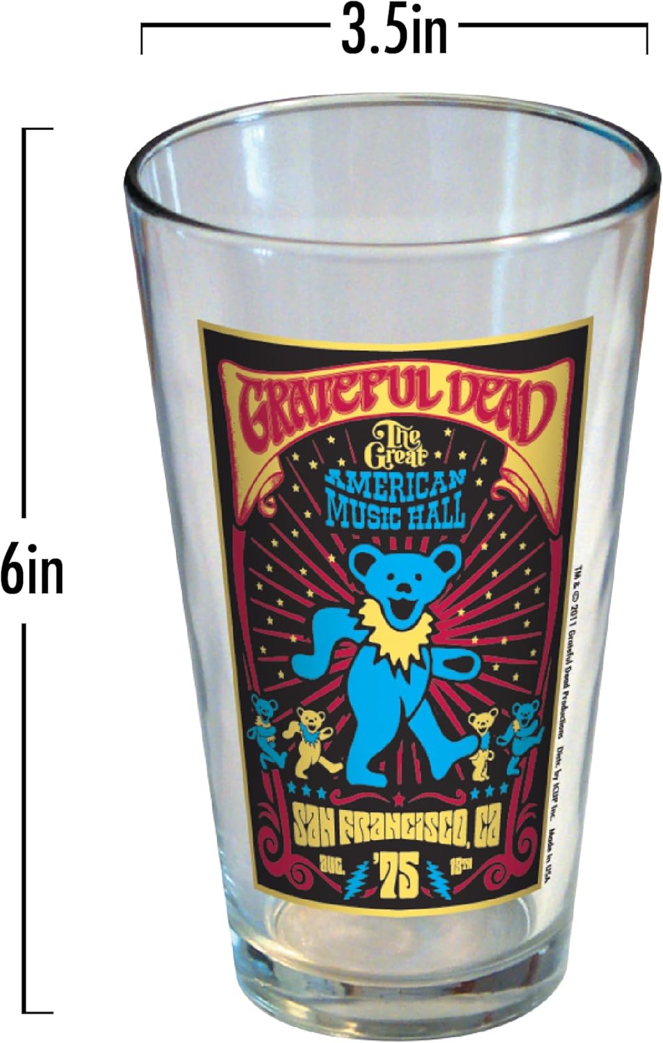 Frее Shірріng 🛒 ICUP Grateful Dead Beer Glass | Iconic Poster Glasses Pint Glassware Set For Drinking Beverage | Tall Craft Beers Pub Pints Sets