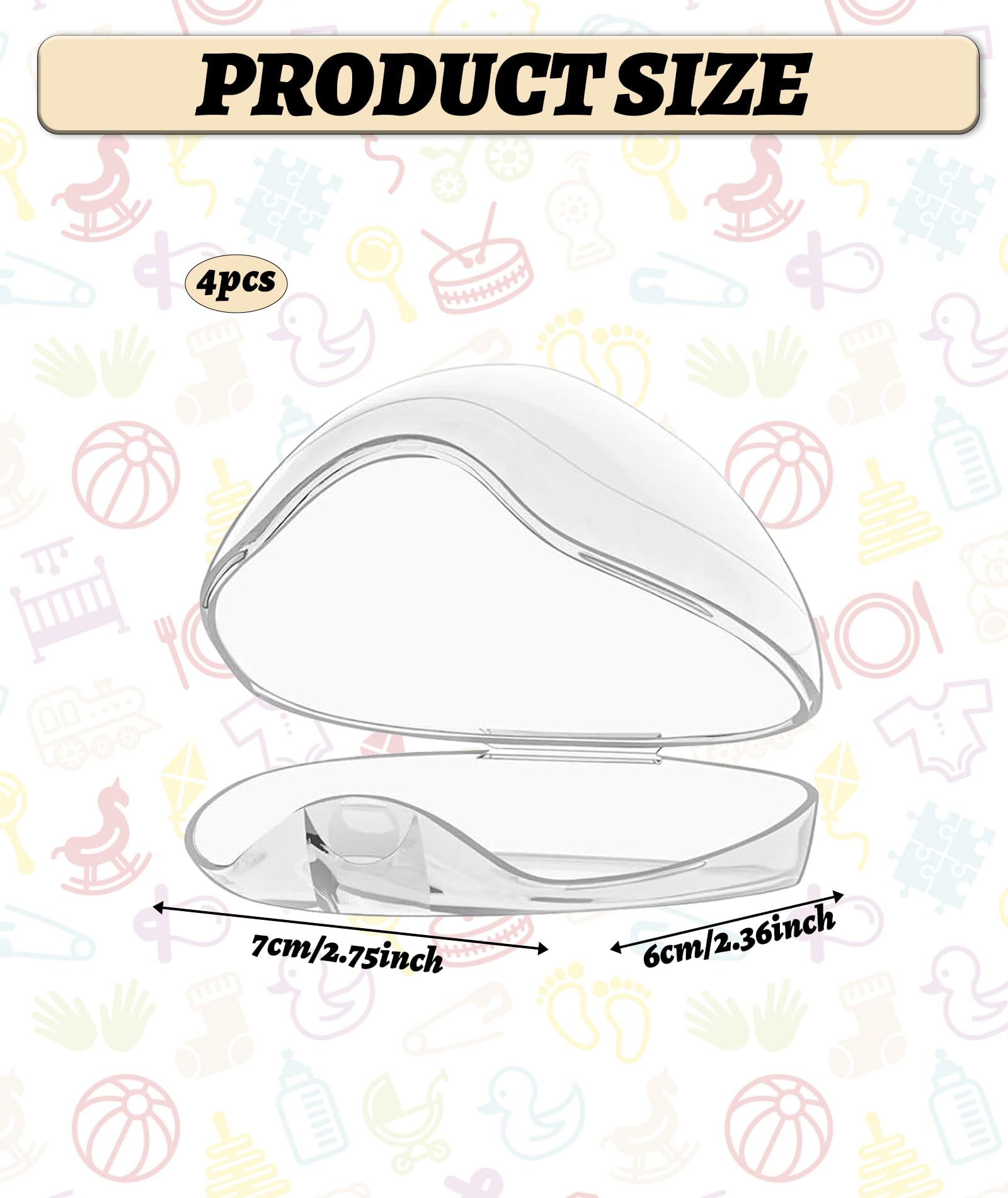 IN-IMAGINE 4 Pcs Pacifier Case, Protection Box, Dummy Case Multi-Purpose Storage for Baby Essentials Compact Organizer, Storage Box for Pacifiers, Suitable for Newborns and Mothers - Image 7 thumbnail