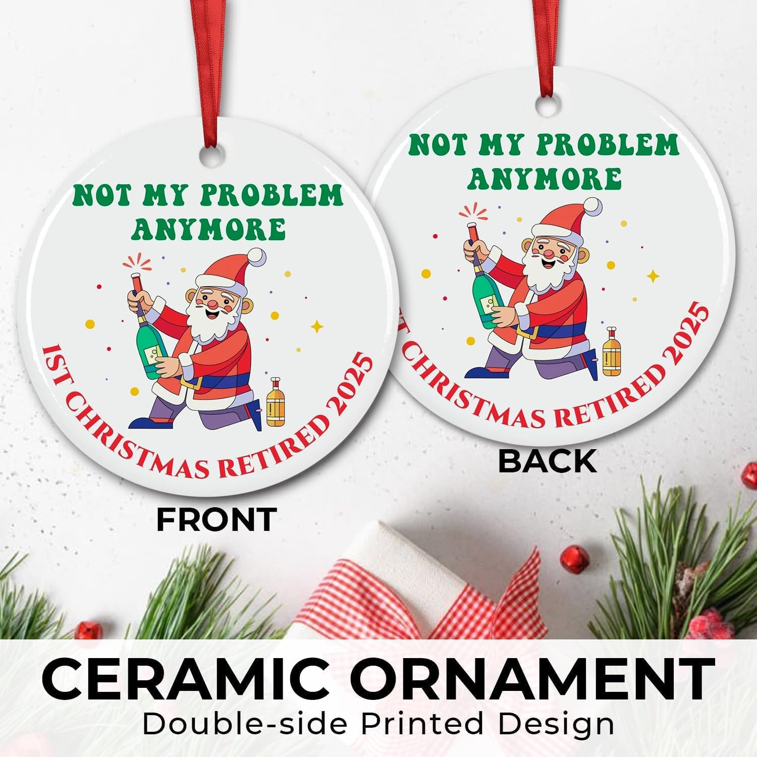 First Christmas Retired Ornament 2025, First Retirement Christmas Ornament Funny Retired Gift for Woman Men Retired Gifts for Women Mom Nurses Teacher Coworker Friends (Retirement Ornaments) - Image 2