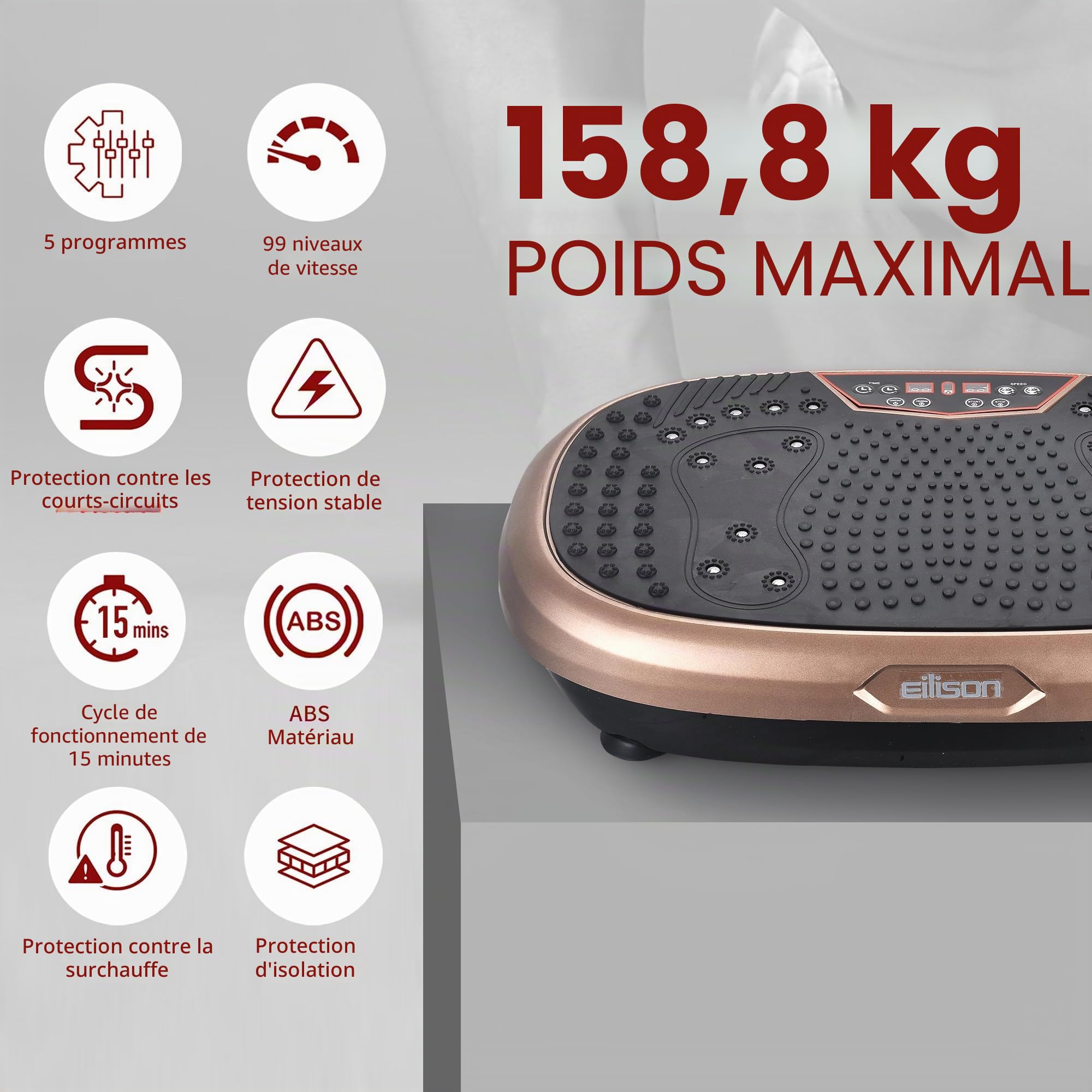 EILISON Fitpro Plateforme vibrante pour entraînement (marron)