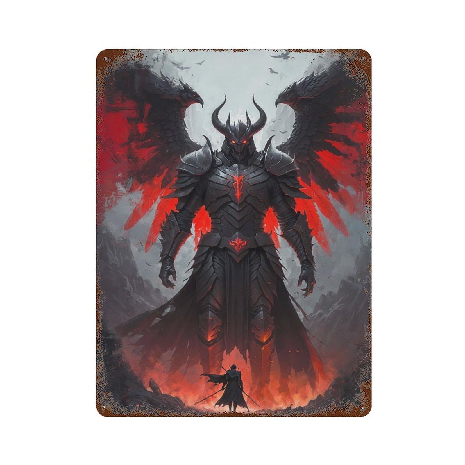 Demonscape Duel Decorative Tin Sign 15.7"x11.8", Farmhouse Wall Decor for Living Room, Hallway And Home Decor
