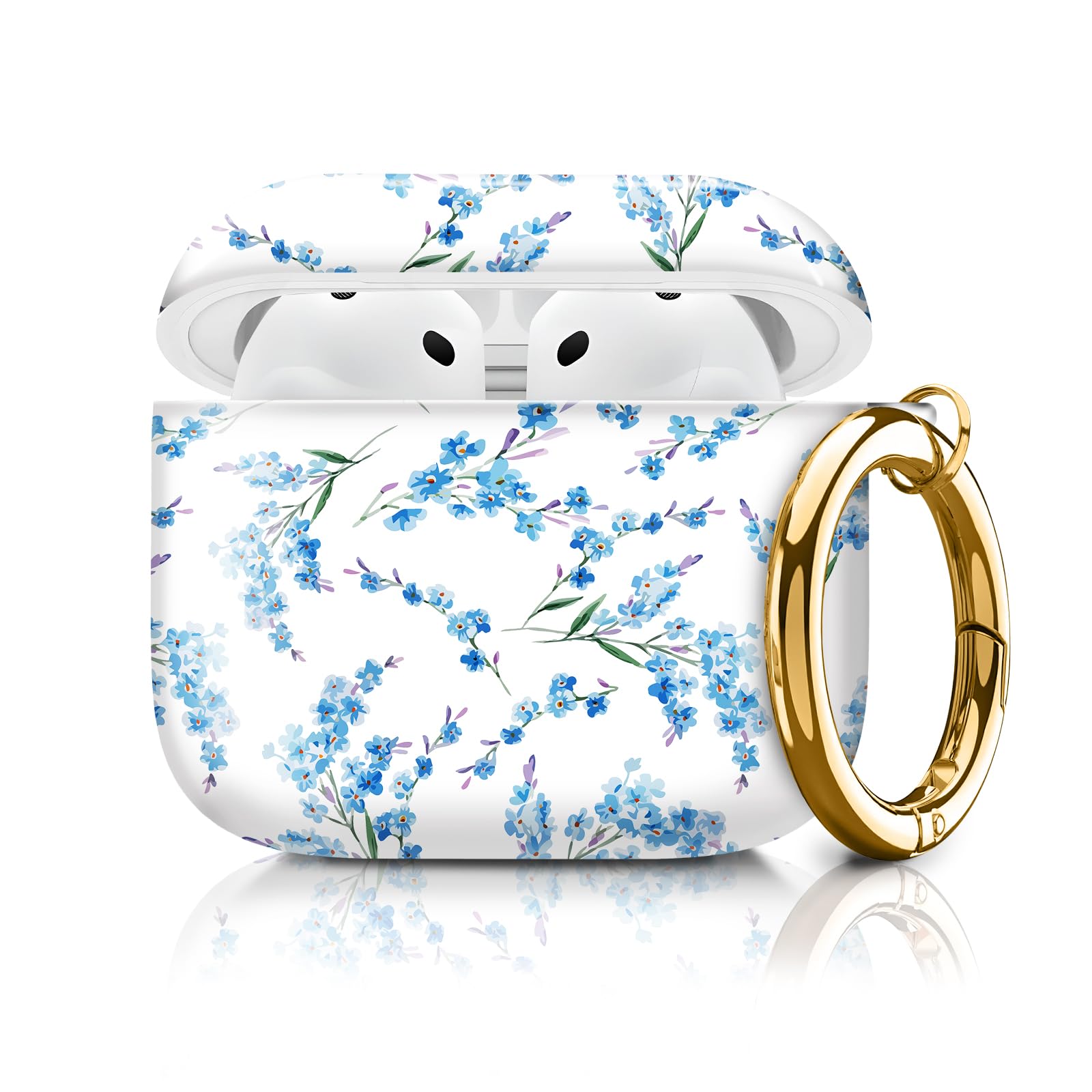 Cute Case Cover Compatible with AirPods 4th Generation 2024, Shockproof for Women & Girls with Cute Golden Round Buckle – Protective, Anti-Drop Design