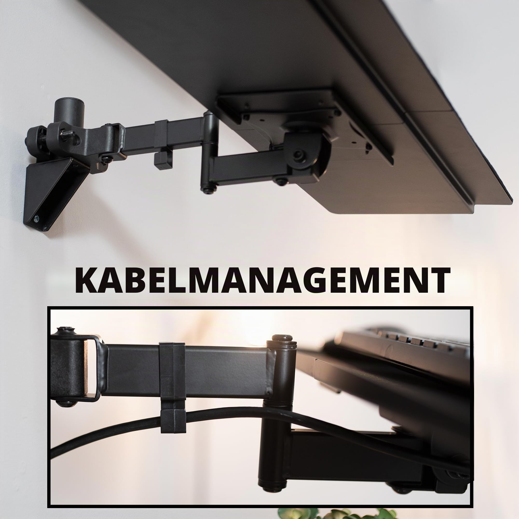 Vivo, Universal, Tastatur- und Mausablage mit Stangenmontage, 66 cm, 360-Grad-Drehung, neutrale Schreibposition, schwarz, Mount-POLEKB